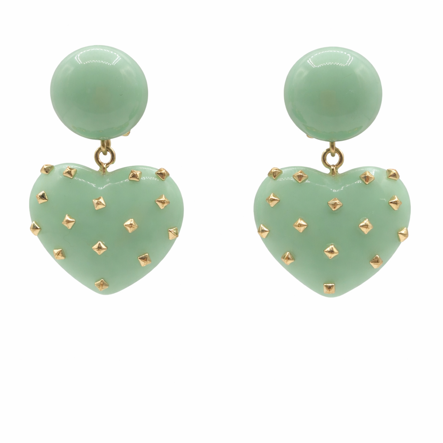Lavinia Jade Resin Studded Heart Drop Earrings