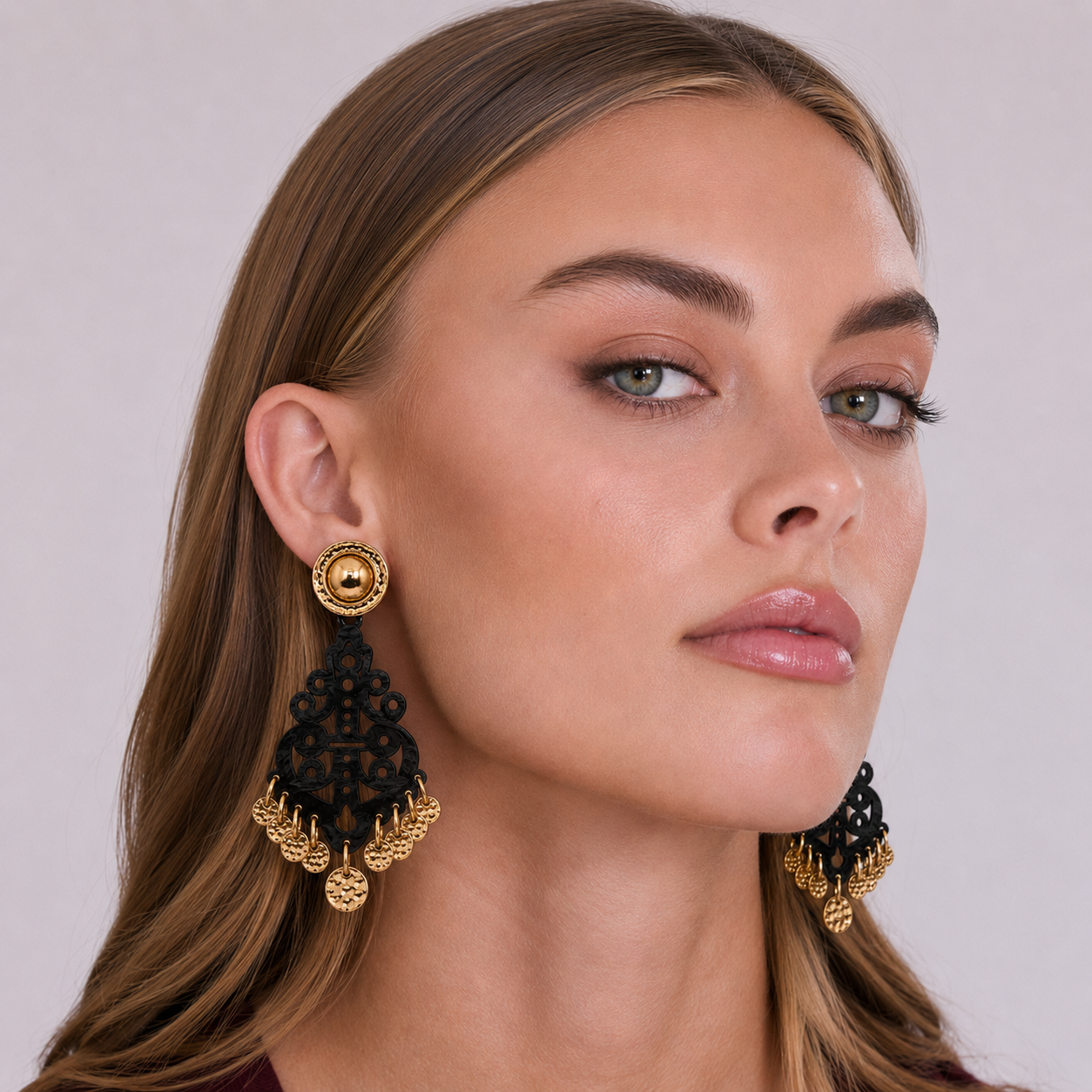 Alice Black Resin Cut Out Earrings