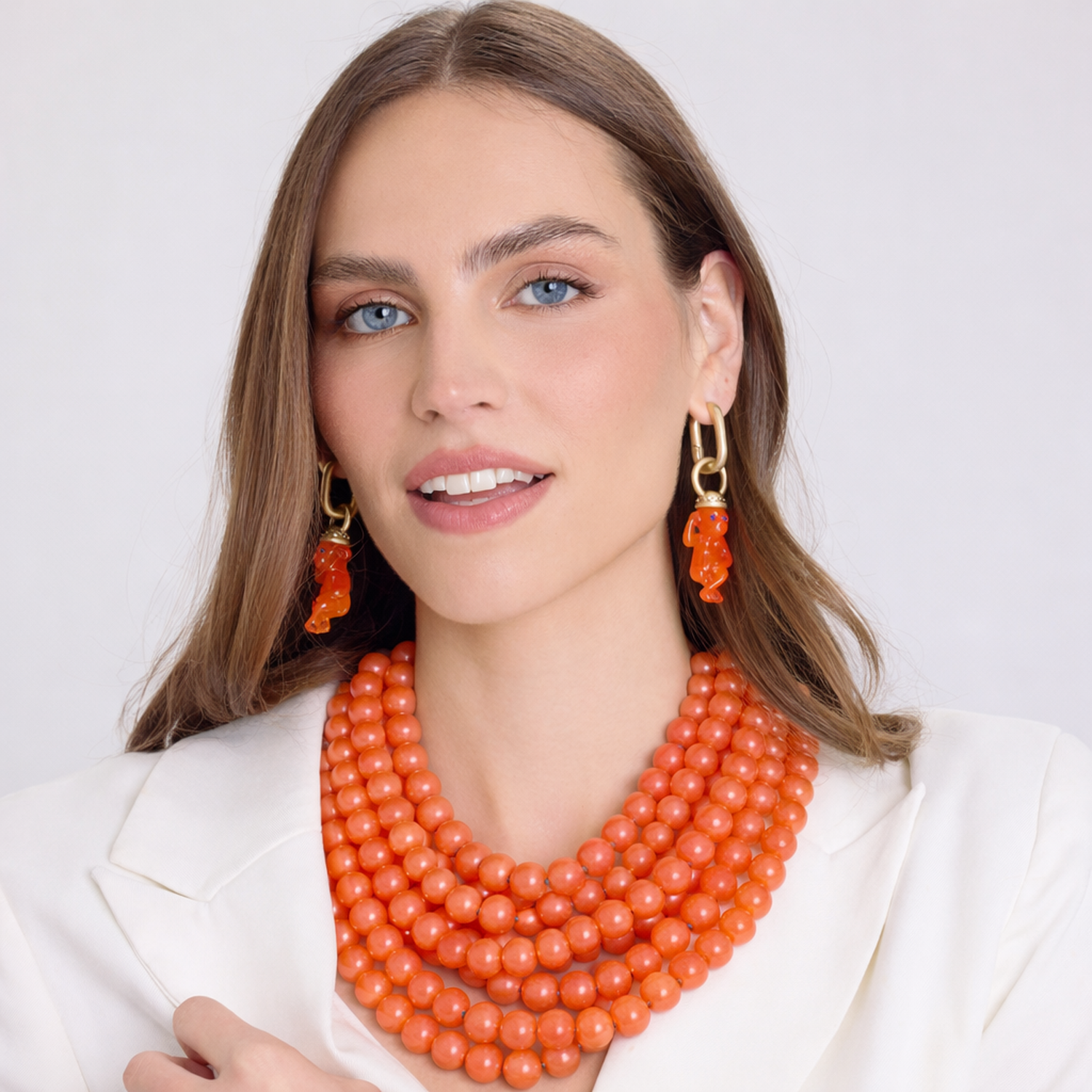 Juliette Multi Strand Coral Resin Necklace