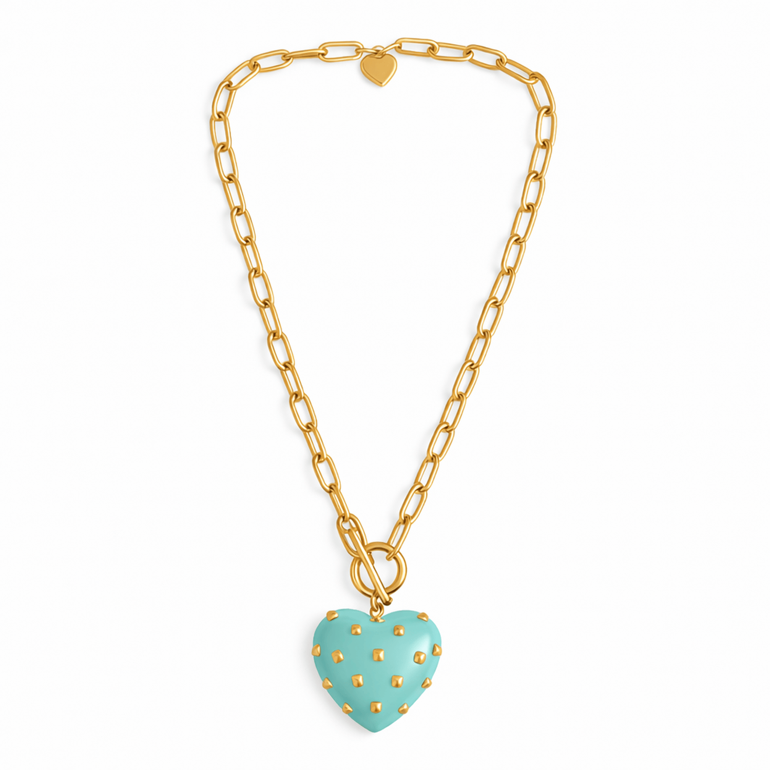 Celestine Aqua Resin Heart Pendant