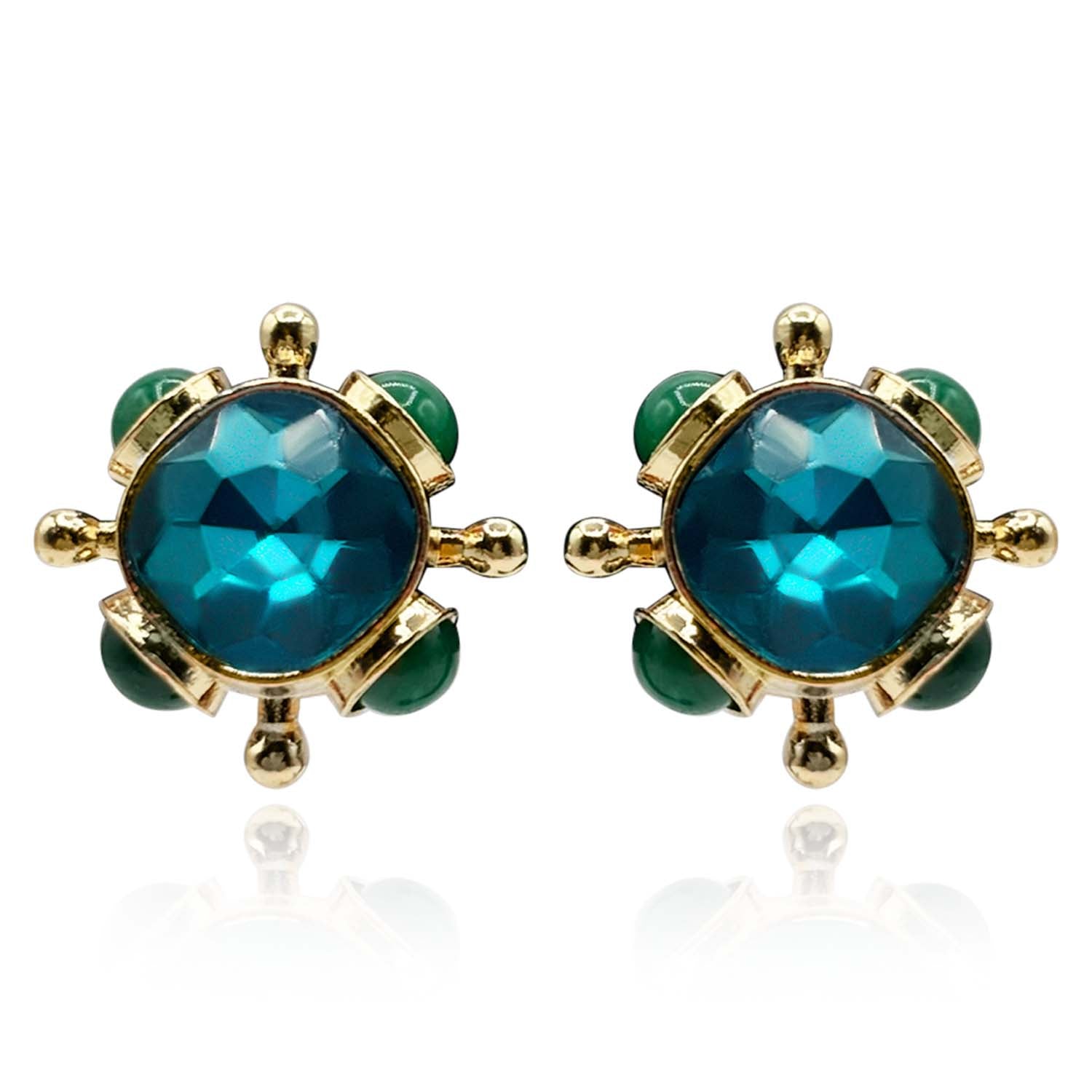 Monica Teal And Green Agate Sputnik Earrings