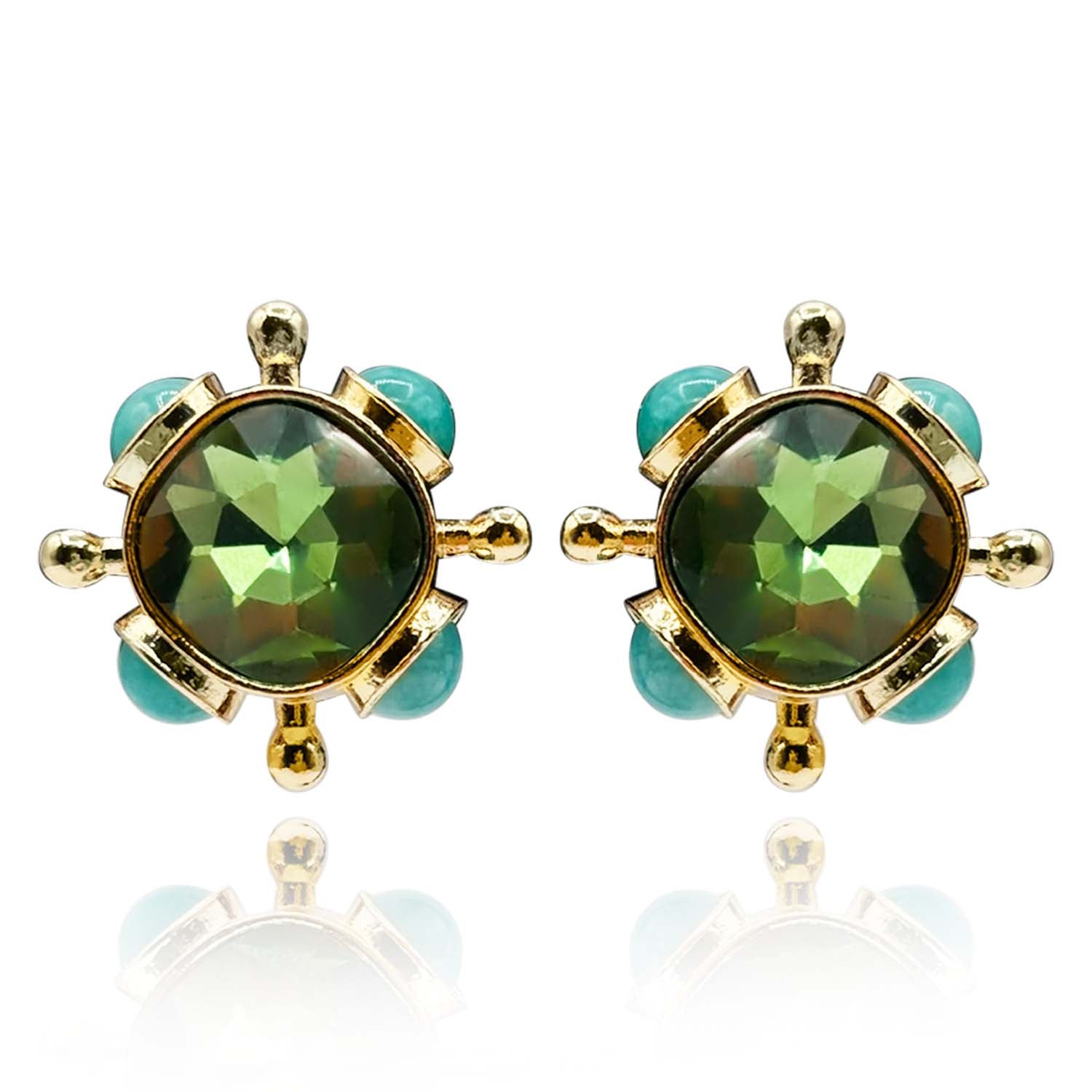 Monica Peridot And Blue Chalcedony Sputnik Earrings