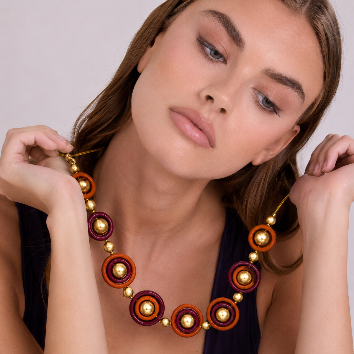 Delaney Tobacco And Brown Two Tone Long Necklace