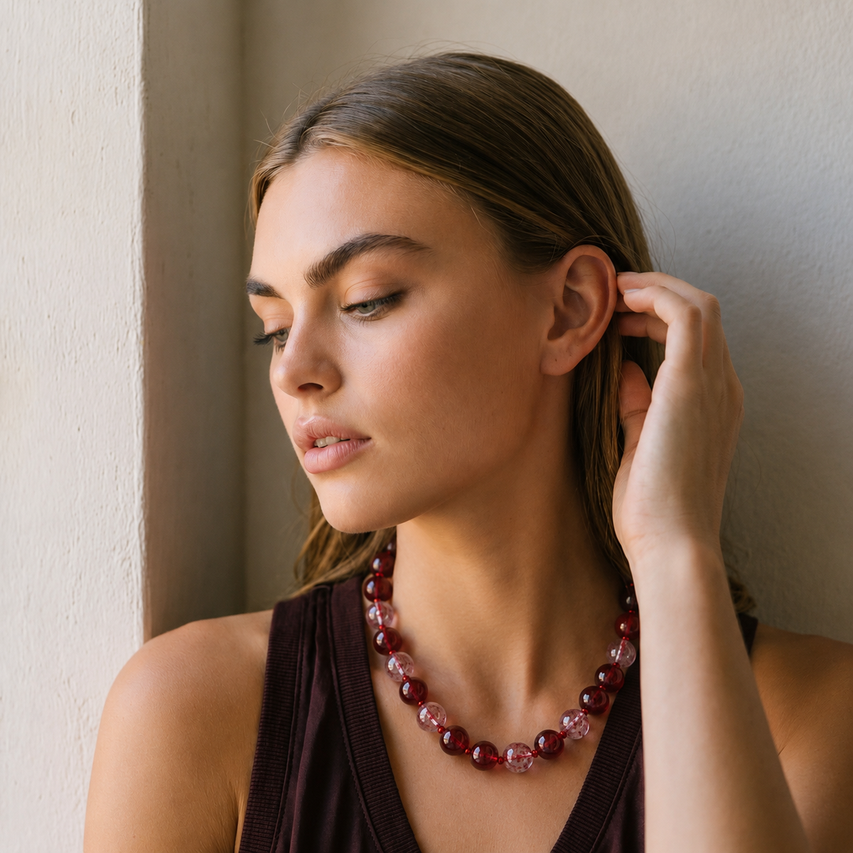 Abigail Ruby Red Quartz Necklace