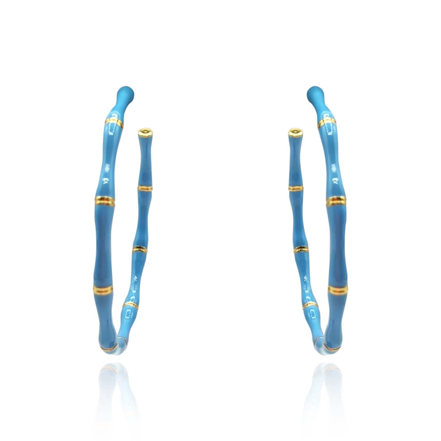 Sloan Turquoise Enamel And Gold Plated Bamboo Earrings