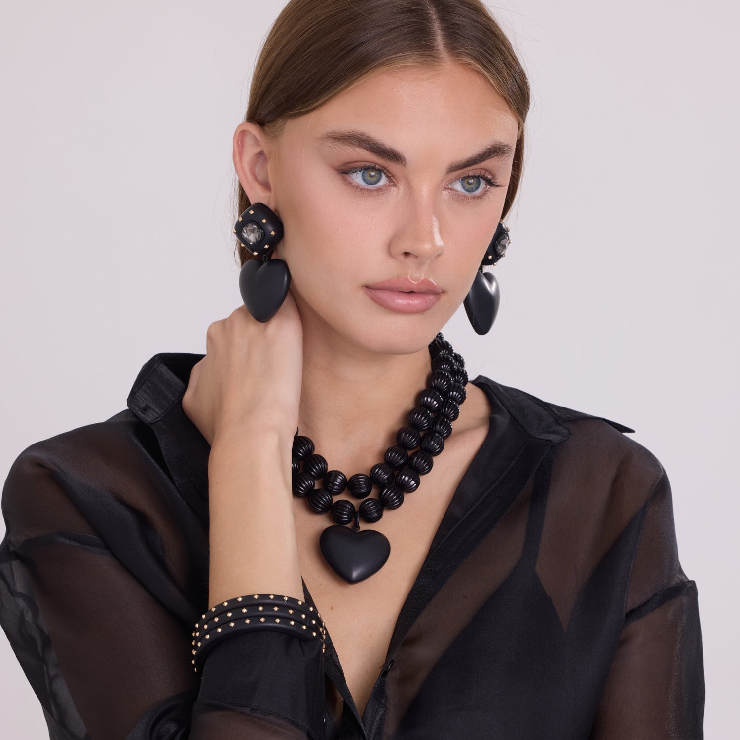 Amour Matte Black Heart Necklace
