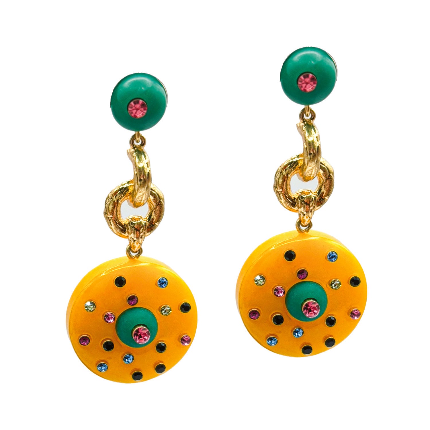 Pendientes colgantes de resina de jade y ámbar Isabella