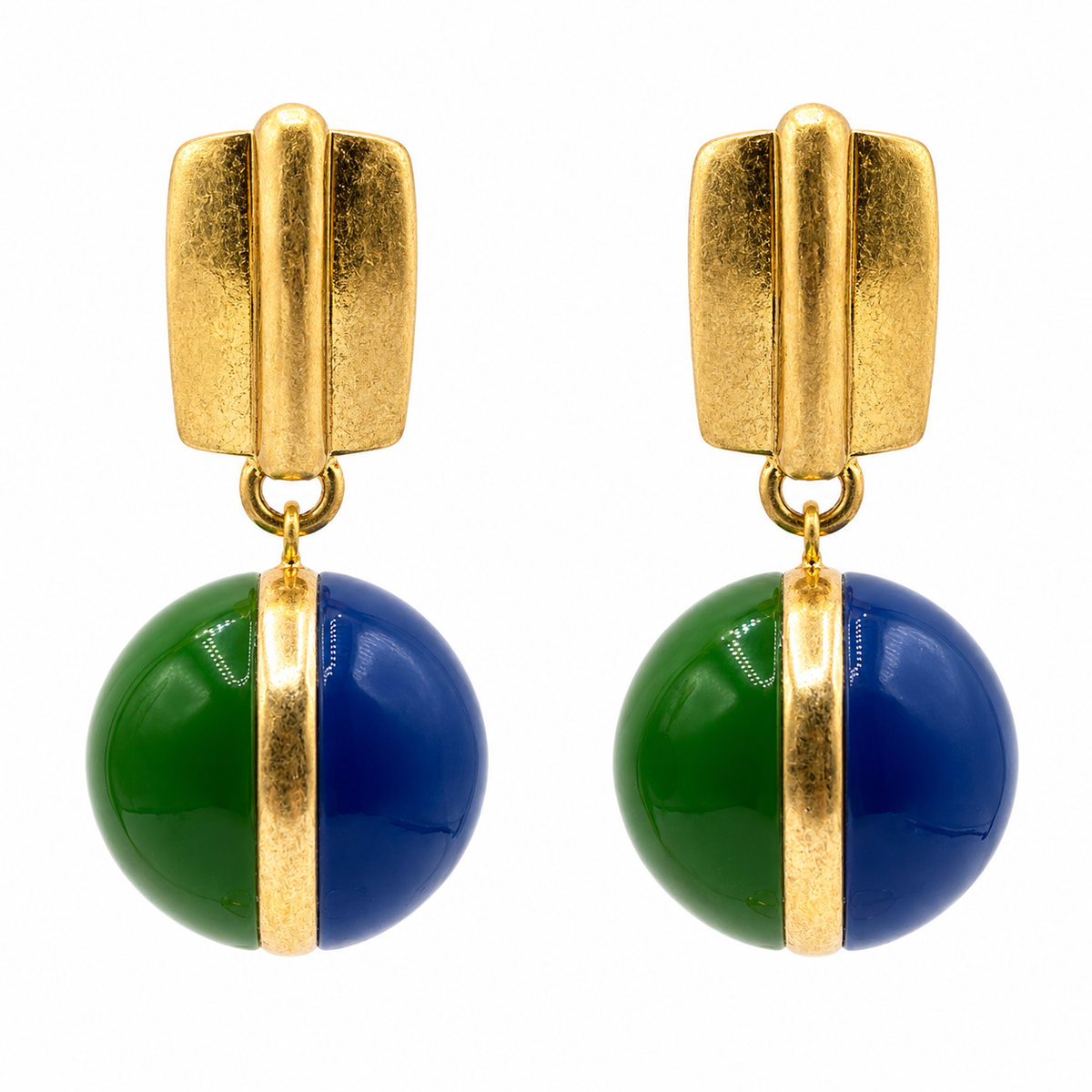 Dina Blue And Green Two Tone Earrings