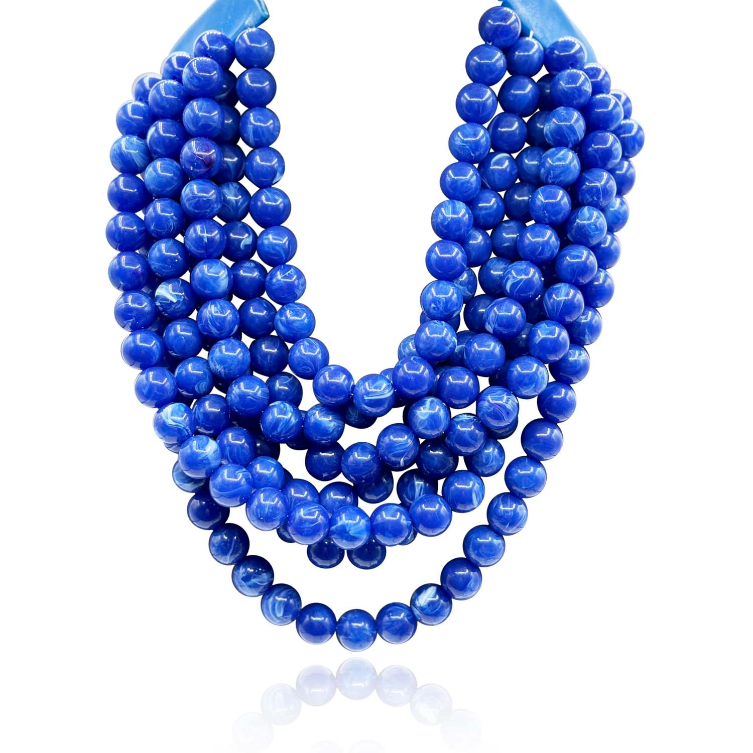 Isadora Lapis Resin Multi Strand Necklace With Vegan Adjustable Clasp