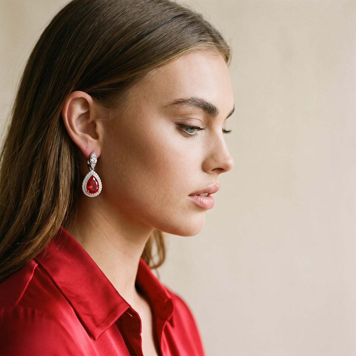 Rhonda Ruby Cubic Zirconia Earrings