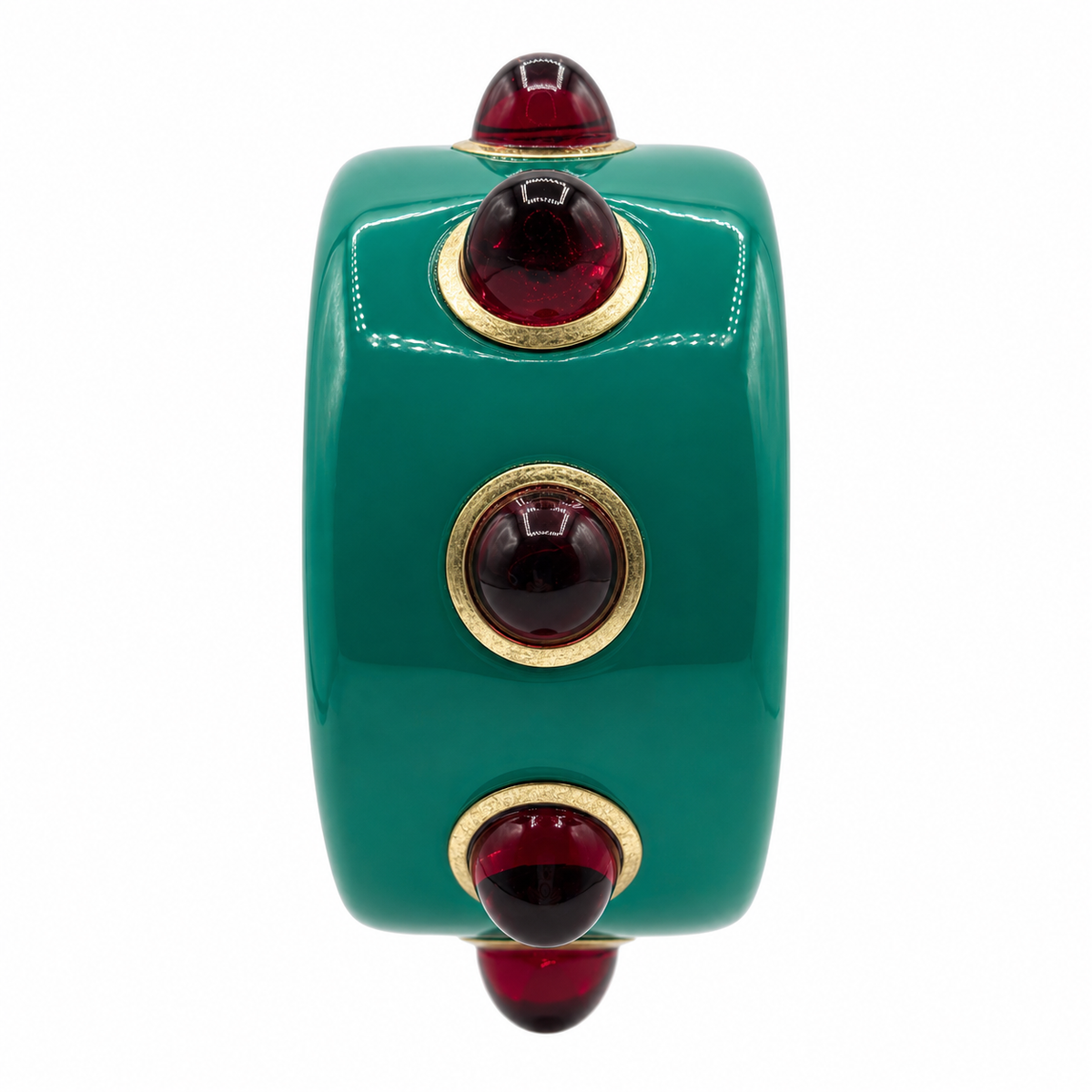 Madison Green Resin Bangle With Ruby Glass Stones