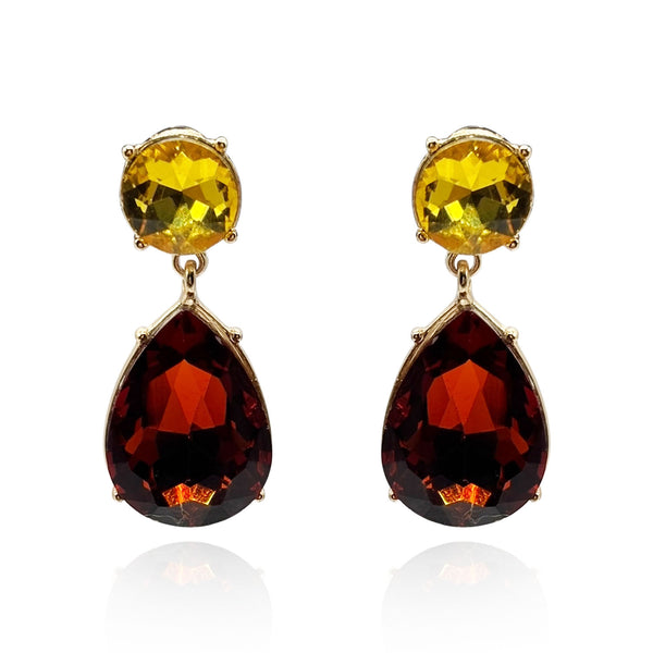 Marina Light Topaz And Dark Topaz Pear Shape Pierced Drop Earrings