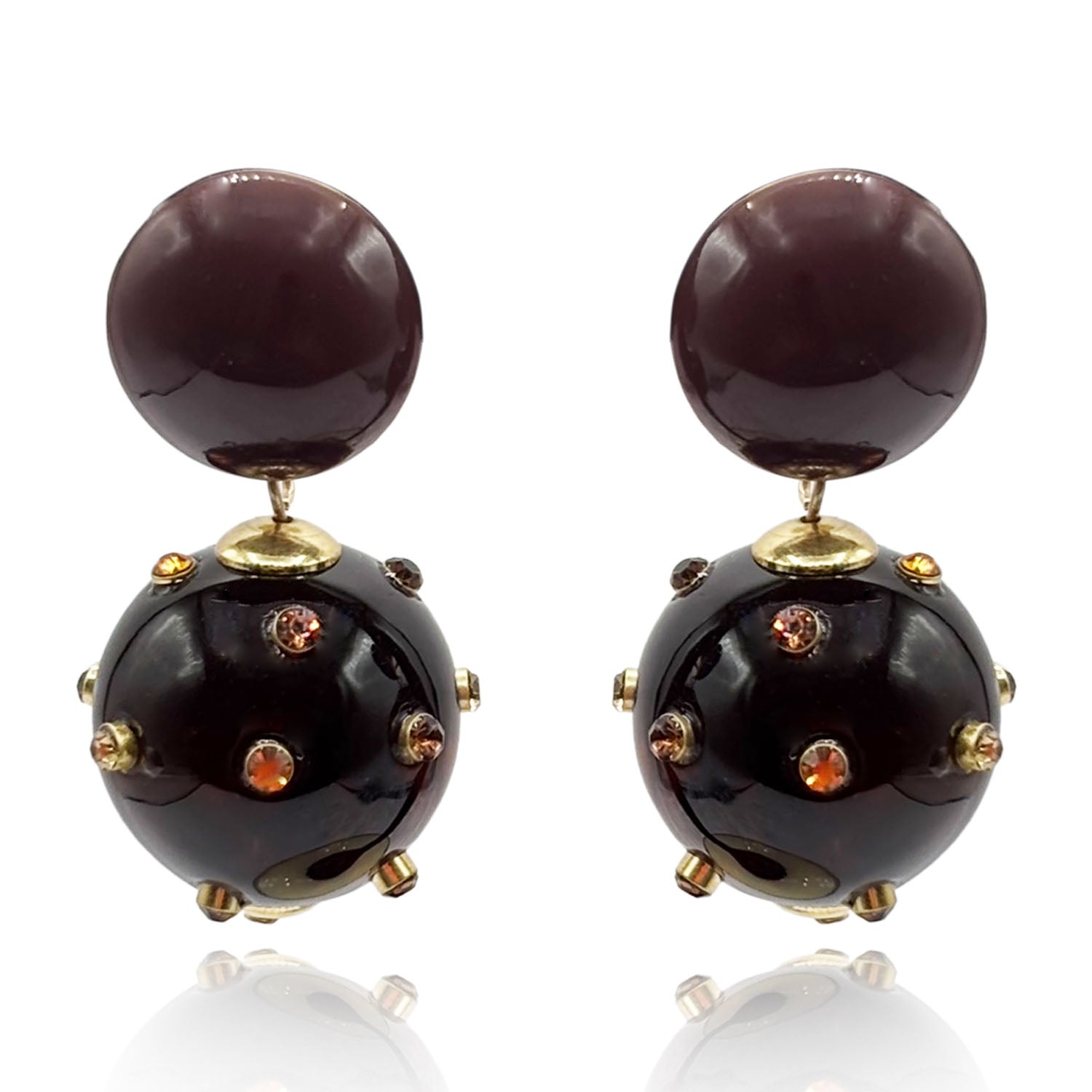Pendientes Valentina con tachuelas de resina de tortuga y tortuga