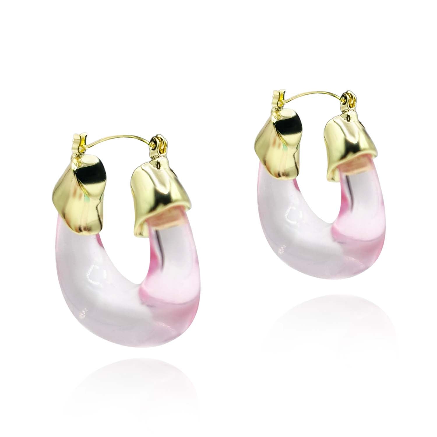 Winslow Transparent Rose Resin And Gold Hoop Earrings