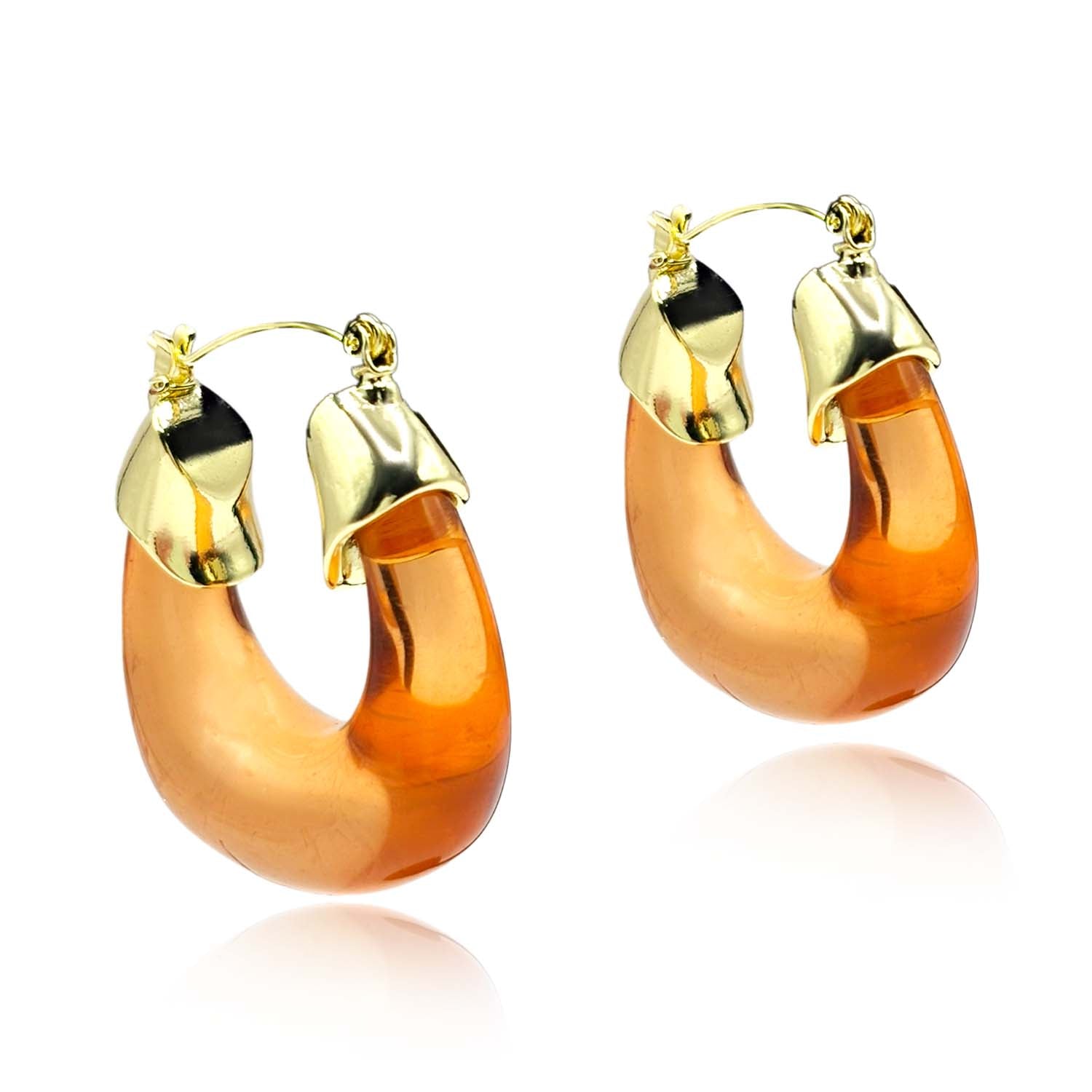 Winslow Topaz Resin And Gold Hoop Earrings