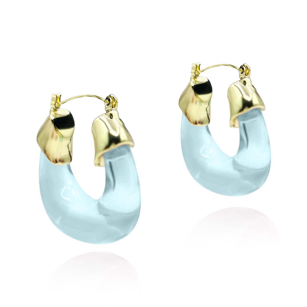 Winslow Transparent Aqua Resin And Gold Hoop Earrings