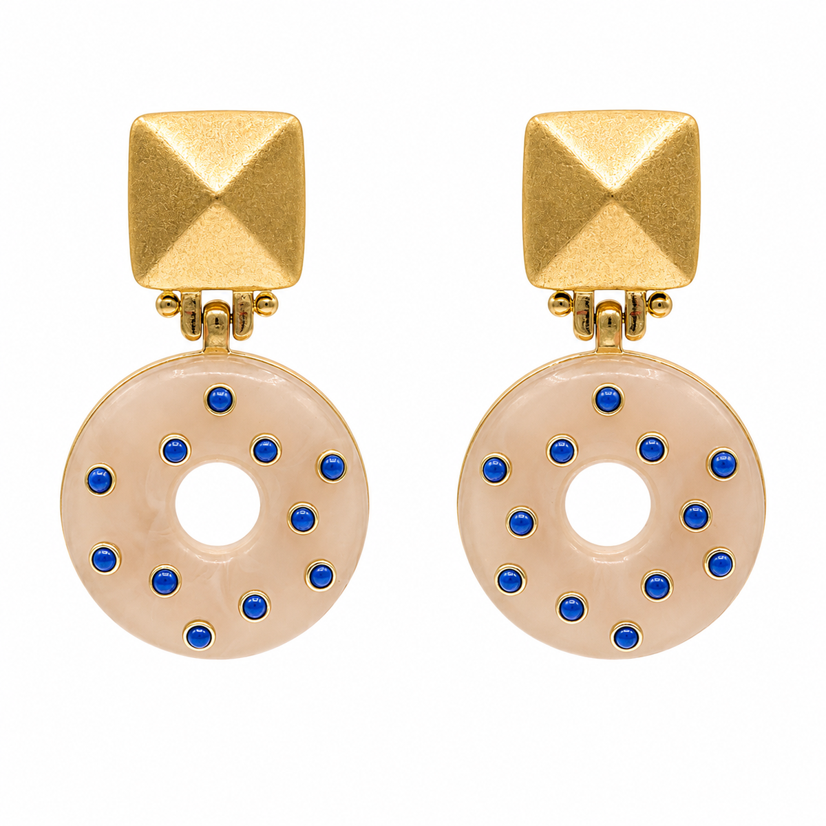Beatrice Rose Quartz Resin With Lapis Earrings