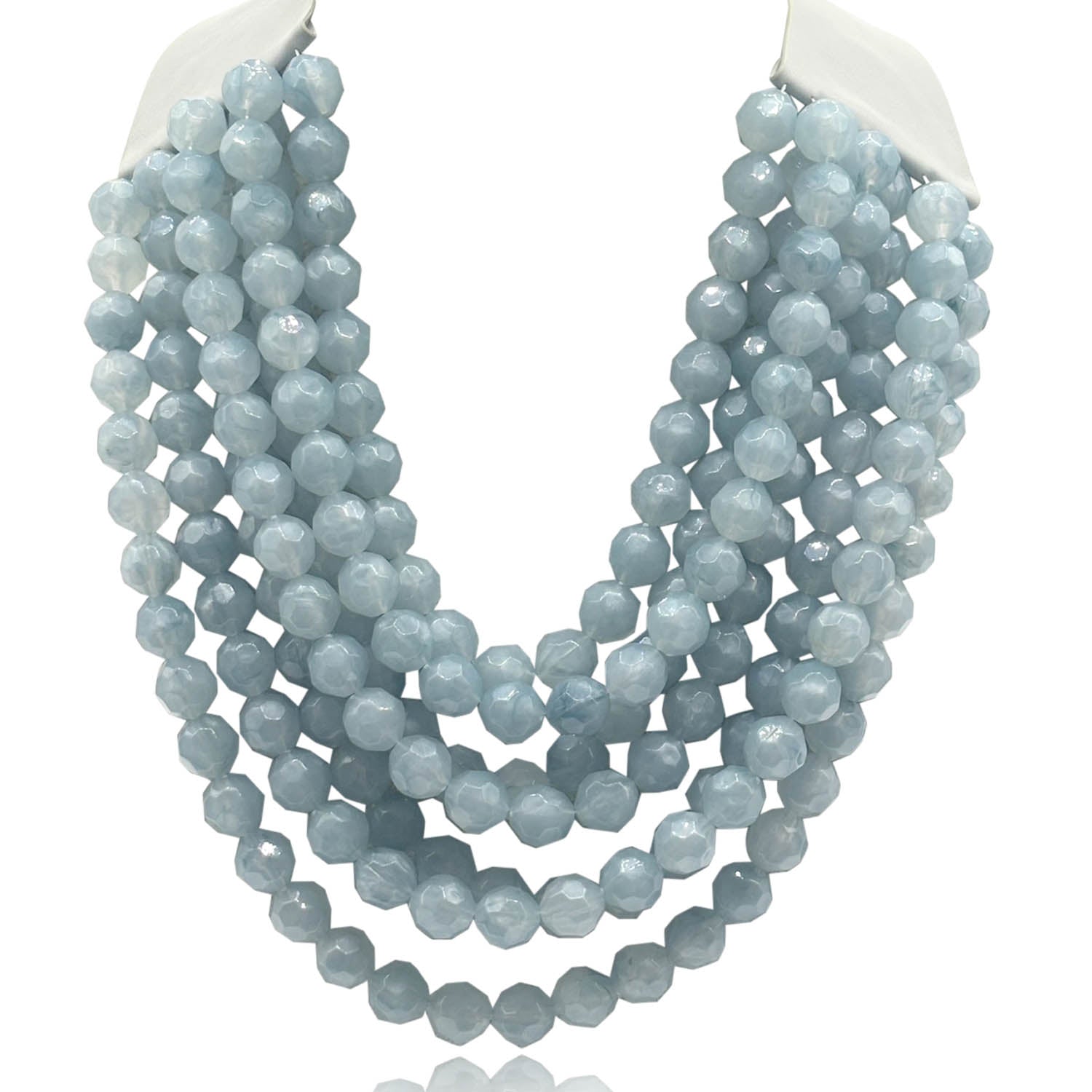 Sabina Multi Strand Faceted Resin Ice Blue Necklace