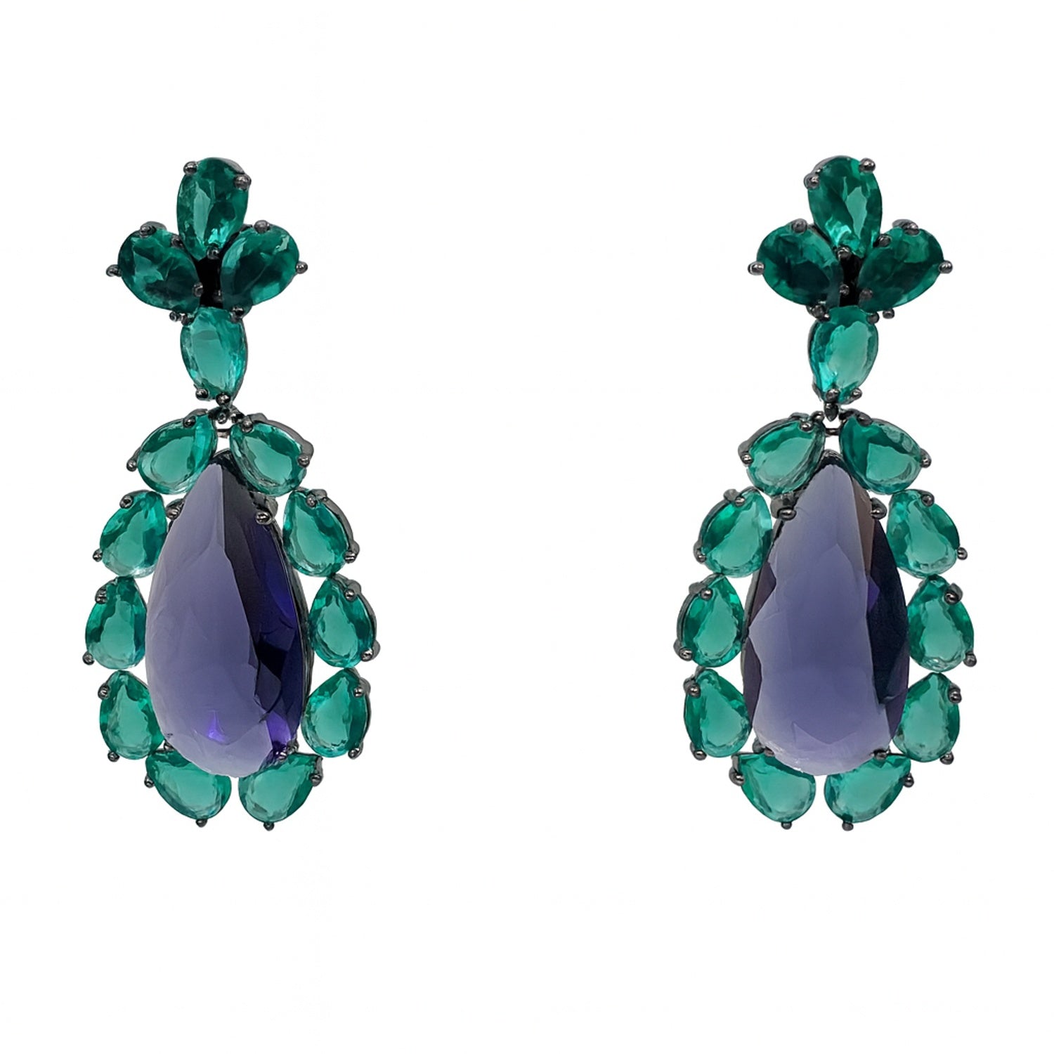 Paula Emerald And Amethyst Drop Earrings