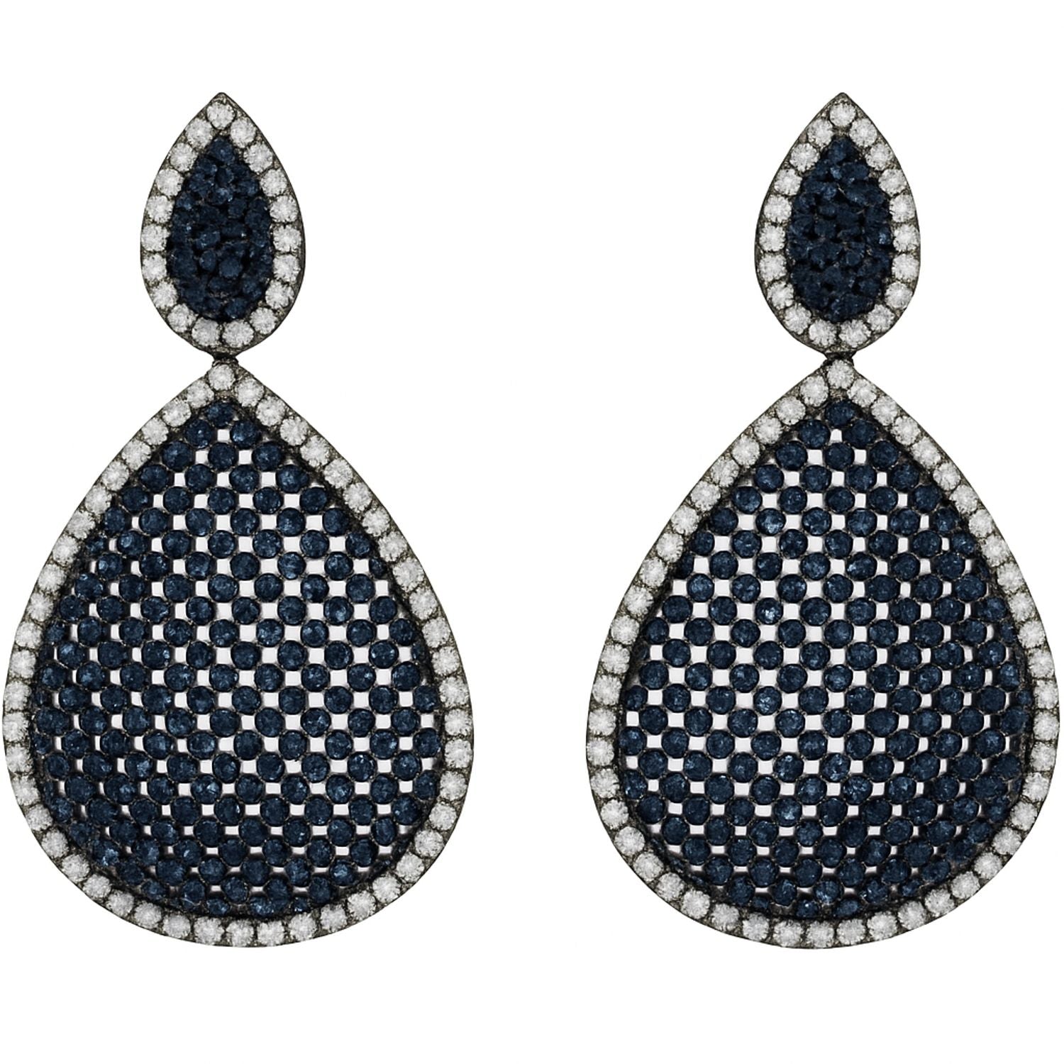 Pendientes Angela de zafiro y circonita cúbica con diamantes
