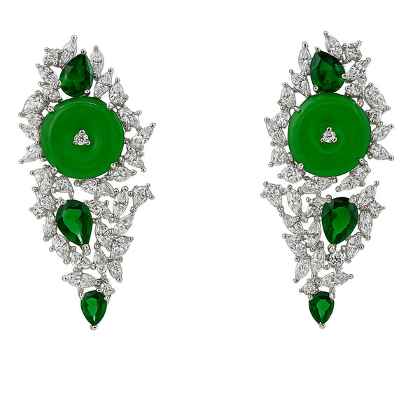 Olivia Diamond And Emerald And Jade Cubic Zirconium Earrings
