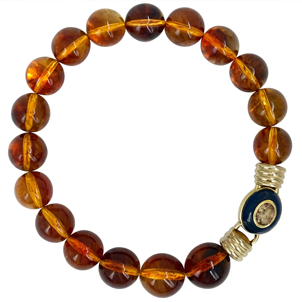 Caroline Tortoise Resin Necklace With Topaz Faceted Stone Clasp