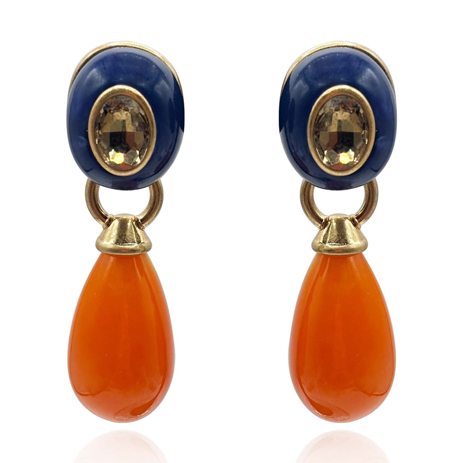 Charlotte Navy And Orange Resin Pierced Removable Drop
