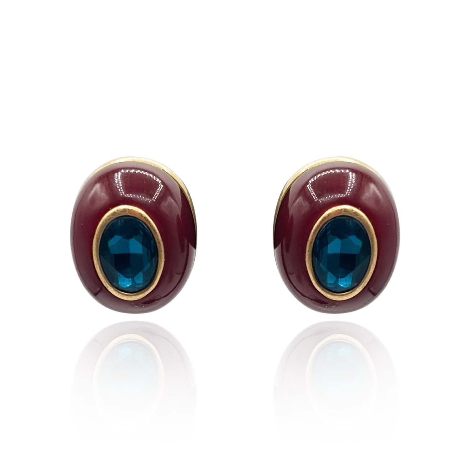Stephanie Brown Resin Earrings With Sapphire Glass Stone