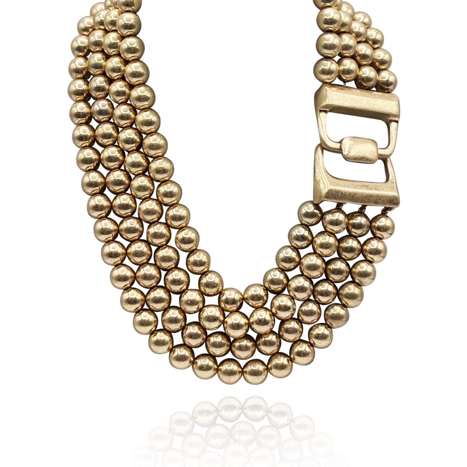Irena Four Strand Worn Gold Bead Nesting Necklace