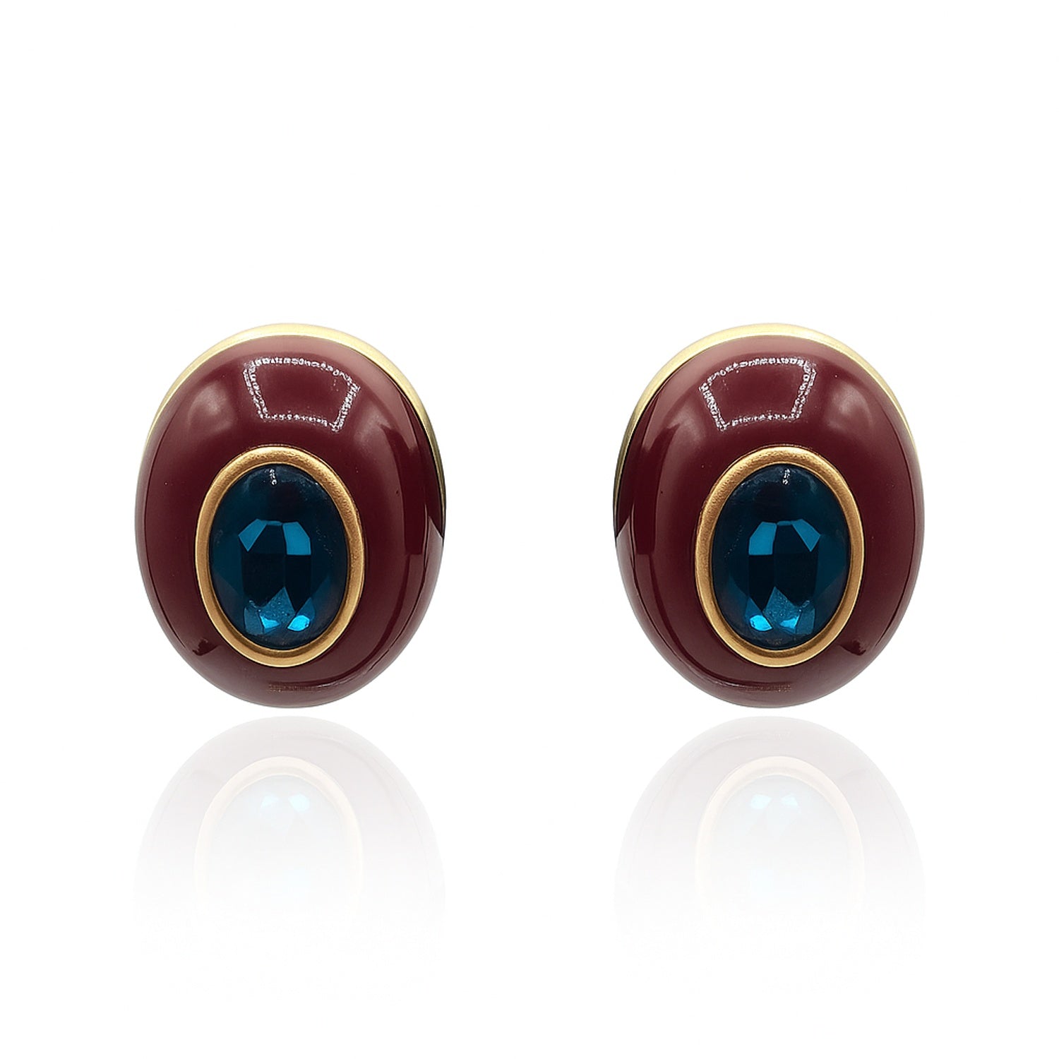 Stephanie Brown Resin Earrings With Sapphire Glass Stone