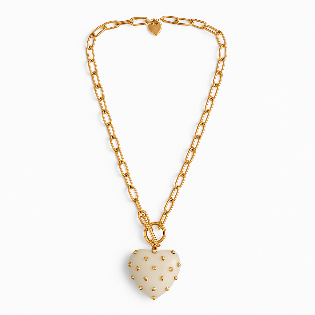 Celestine Mother Of Pearl Resin Heart Pendant