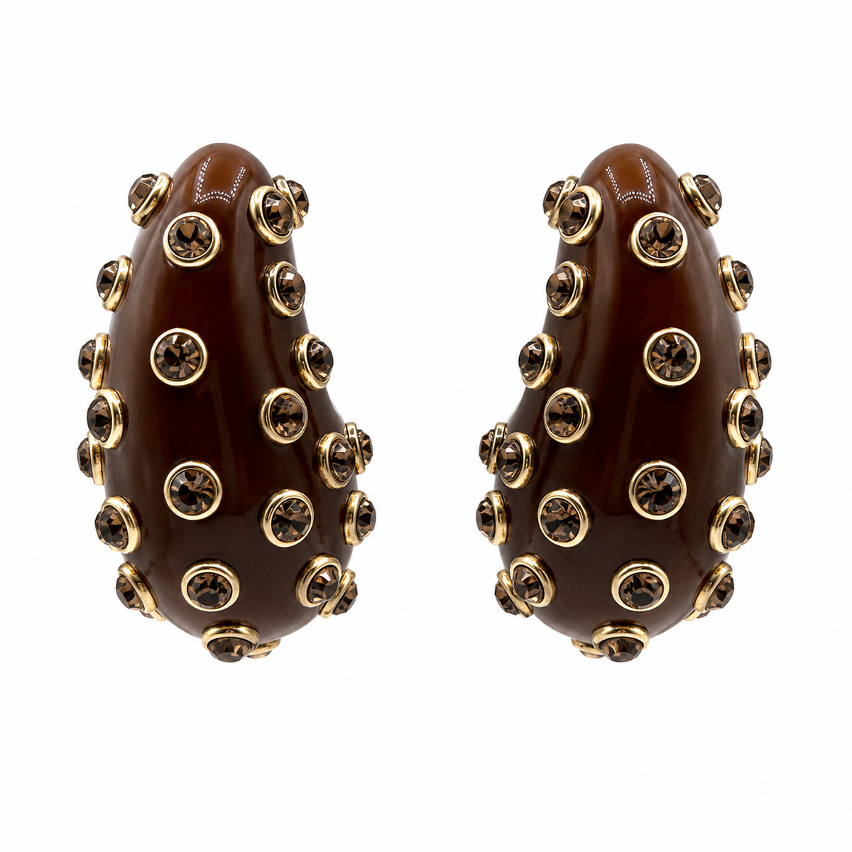 Chelsea Tortoise And Topaz Crystal Clip On Hoop Earrings