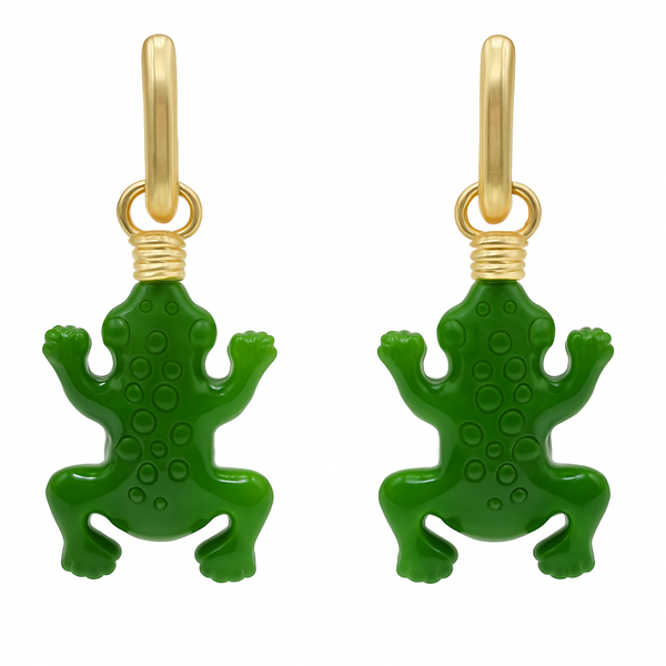 Frog Green Resin Drop Earrings