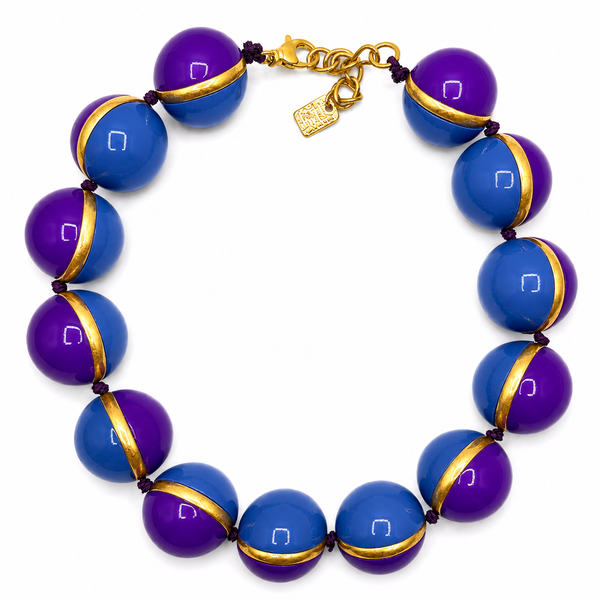 Dina Blue And Purple Resin Two Tone Necklace