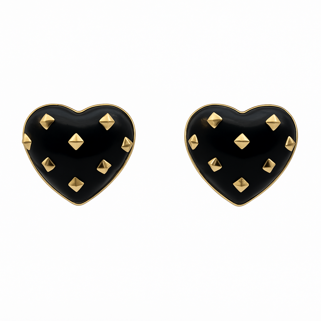 Cosette Black Heart Resin Stud Earrings