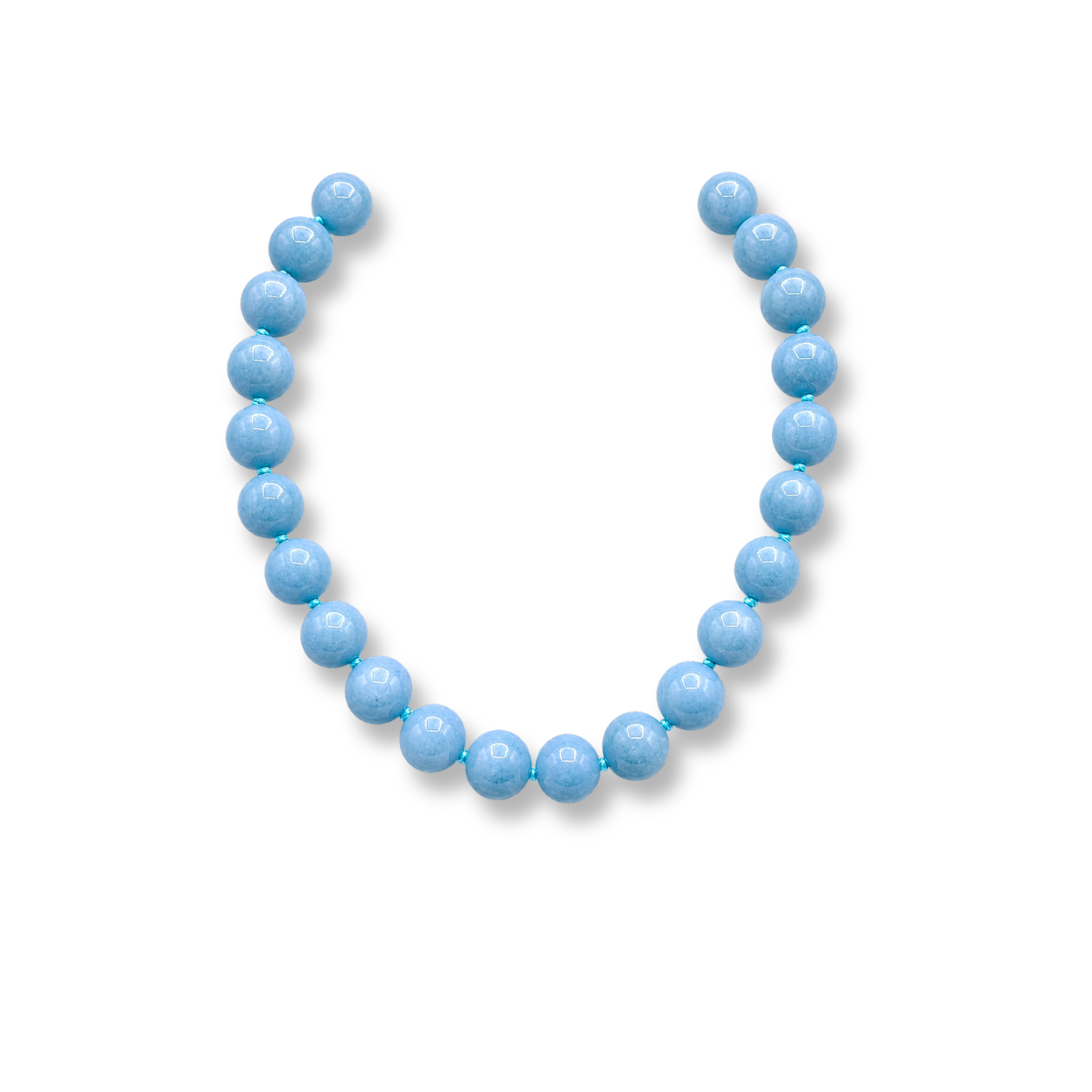 Abigail 14Mm Blue Agate Knotted Semi Precious Necklace