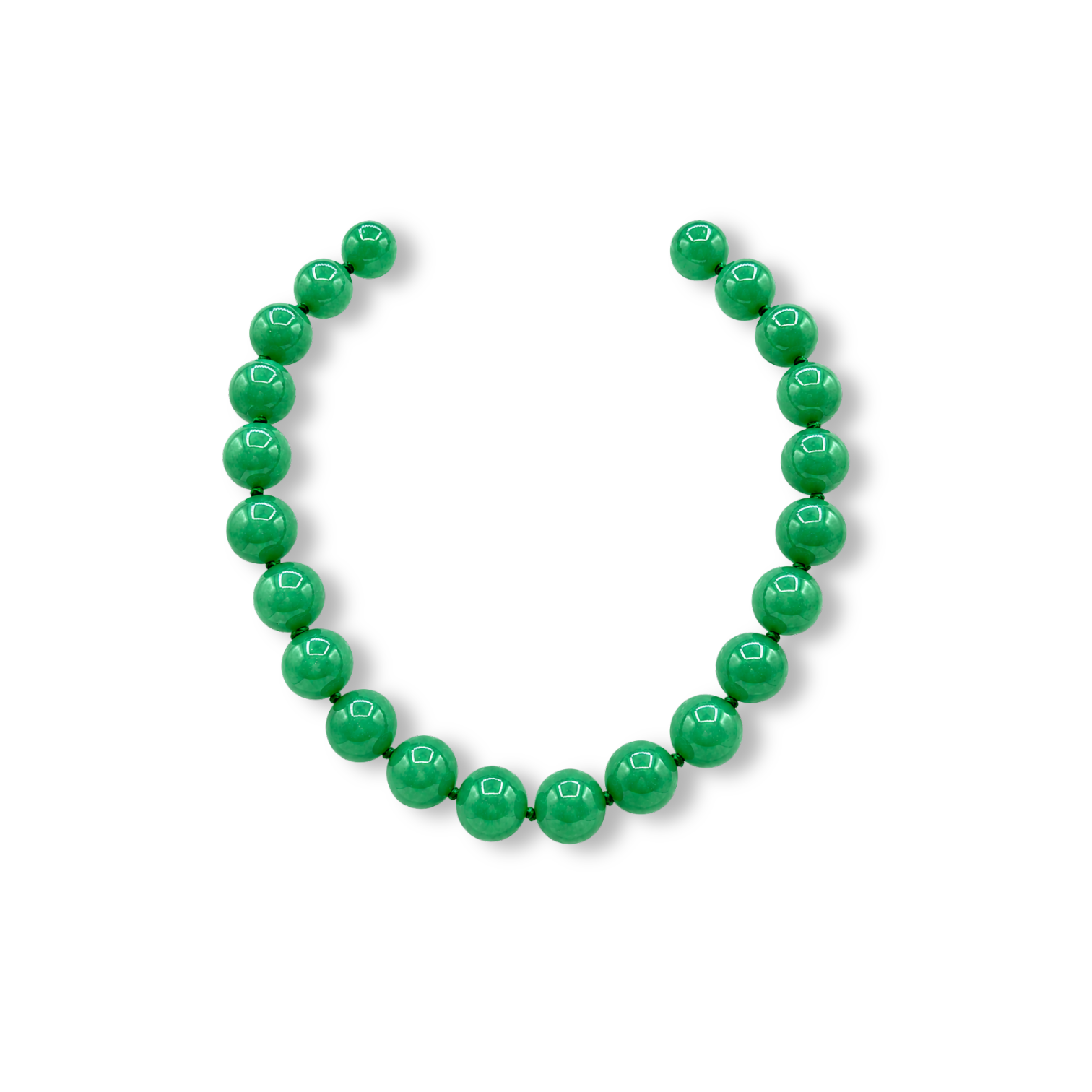 Abigail 14Mm Green Aventurine Knotted Semi Precious Bead Necklace