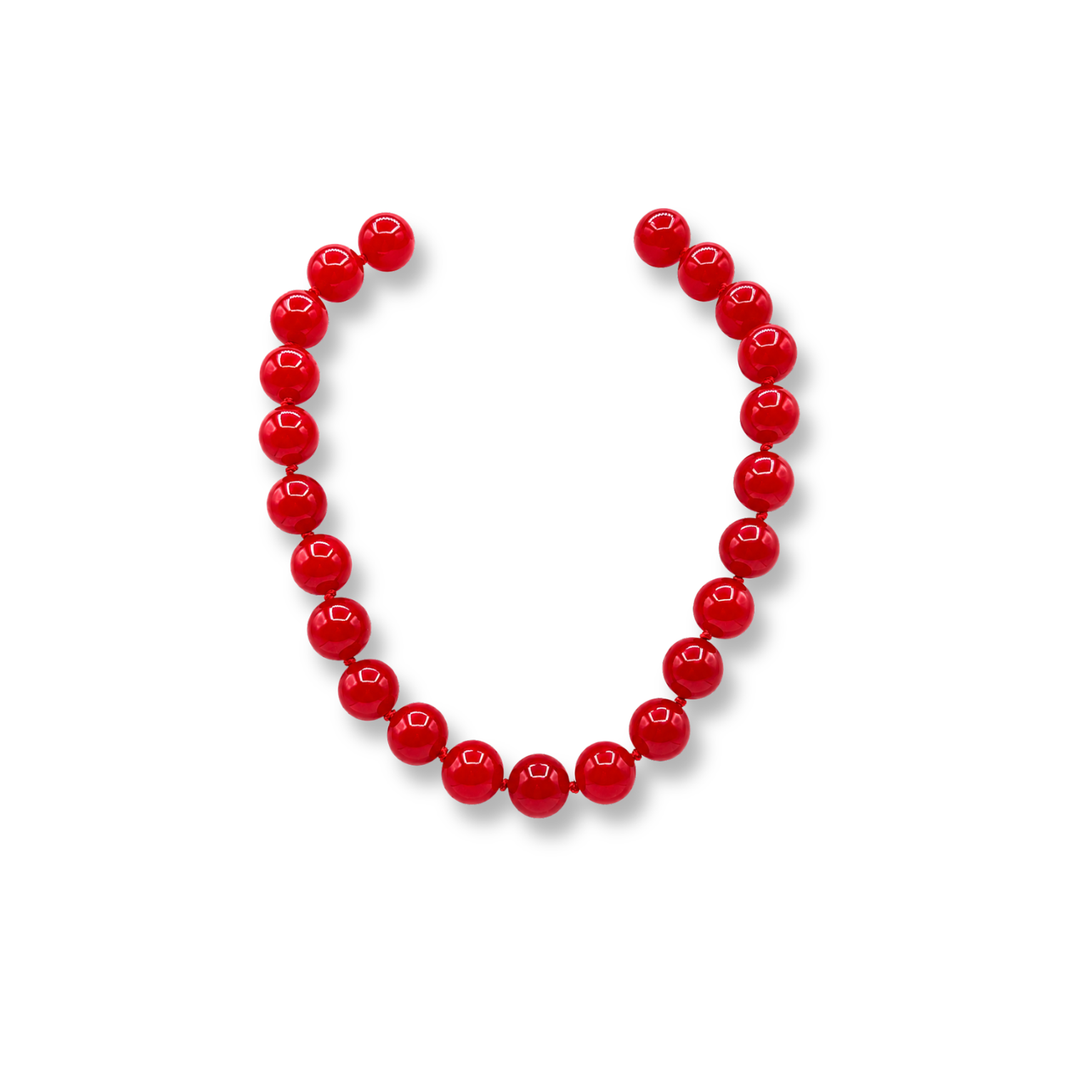 Abigail 14Mm Red Carnelian Knotted Semi Precious Bead Necklace