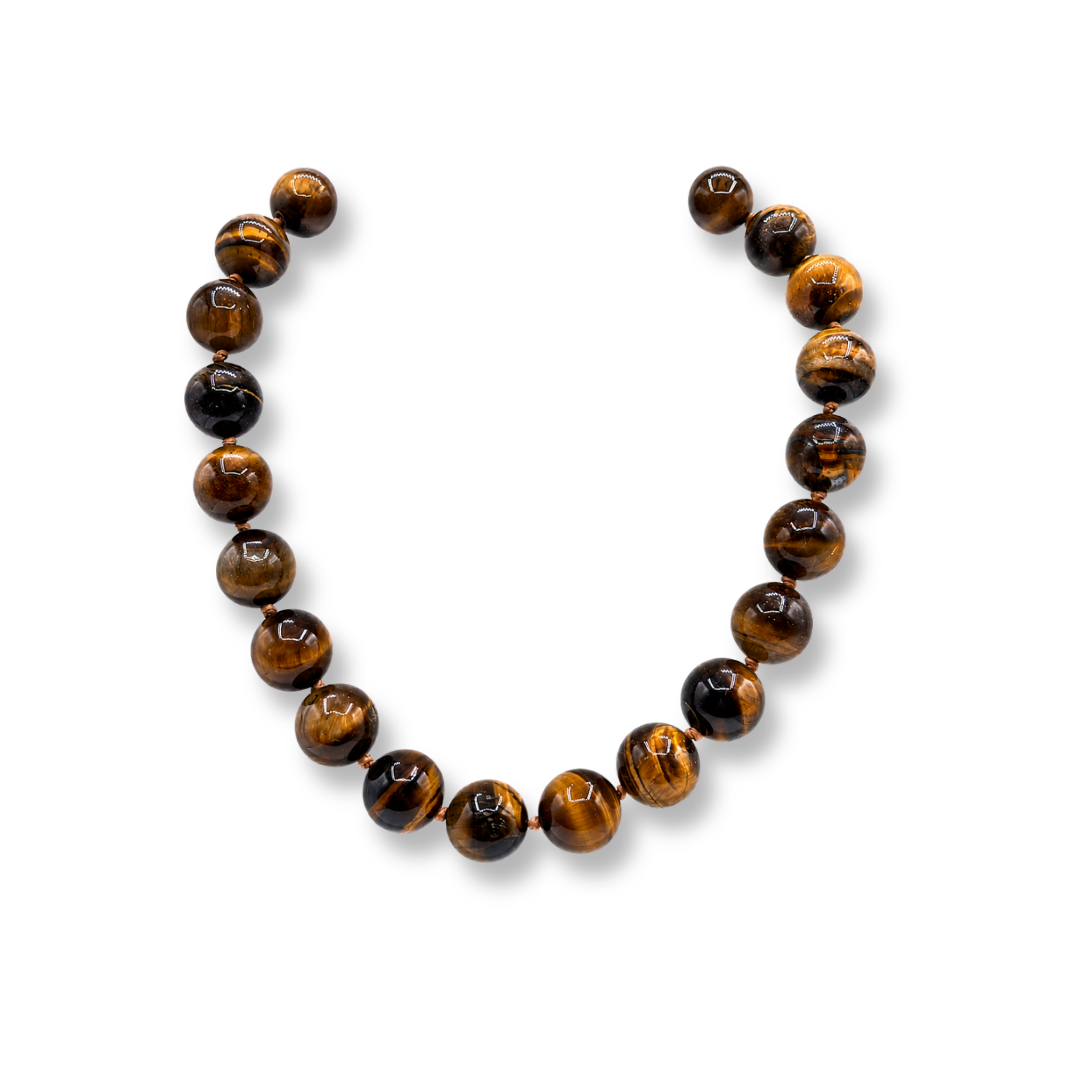 Abigail 16Mm Semi Precious Tiger Eye Necklace