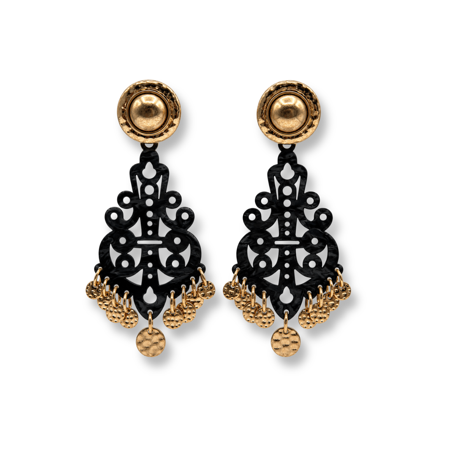 Alice Black Resin Cut Out Earrings