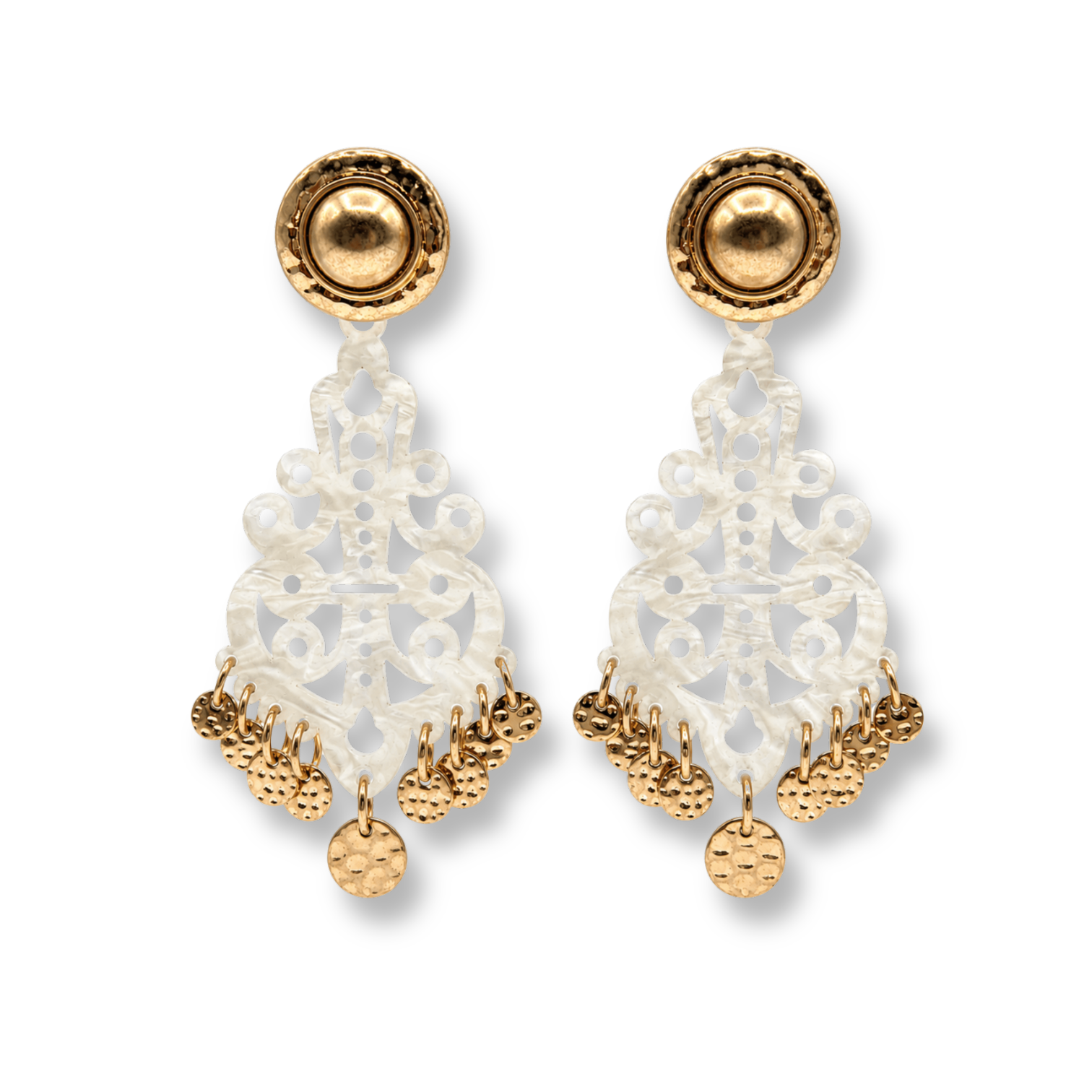Alice Mother Of Pearl Resin Cut Out Earrings