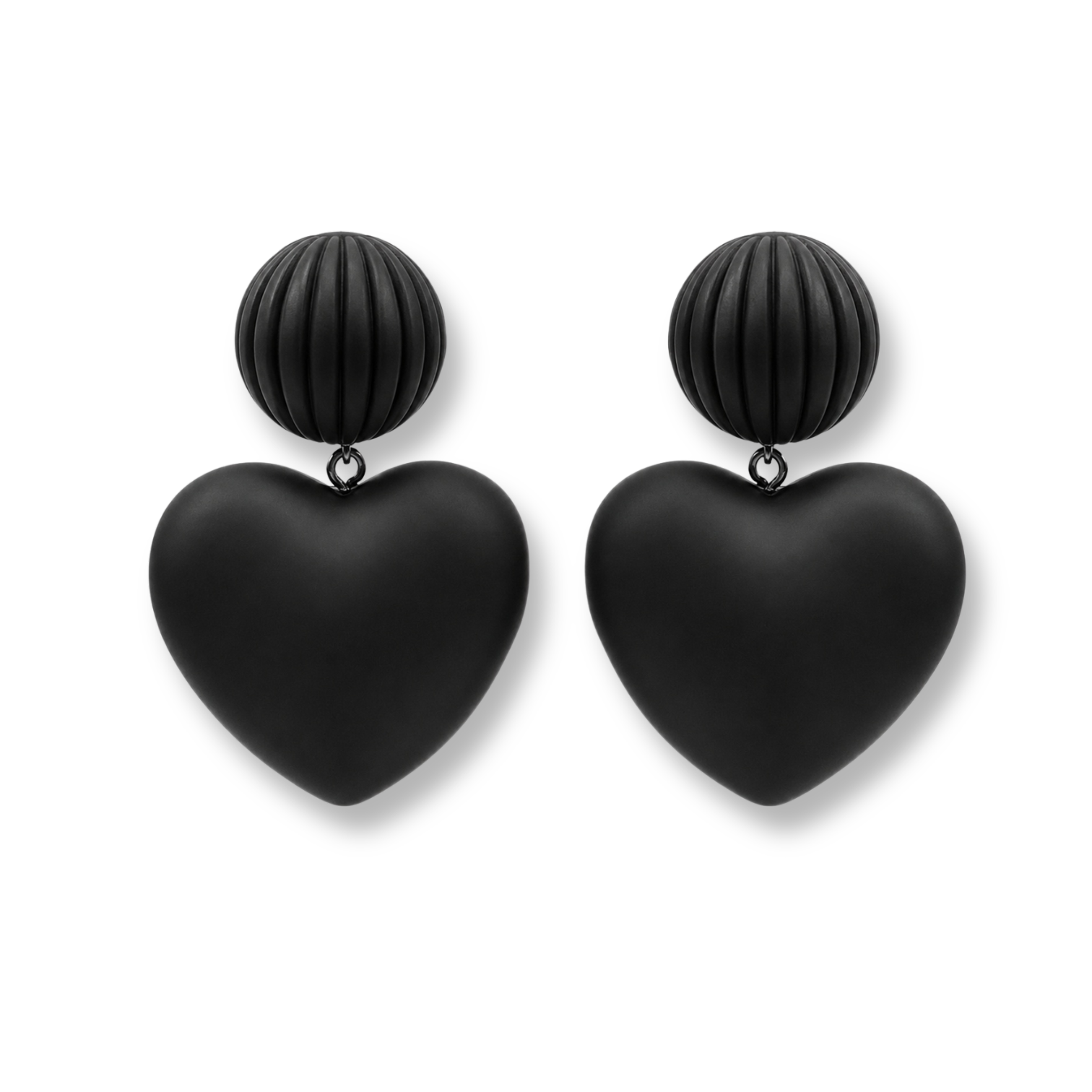 Amour Black Matte Clip Earrings