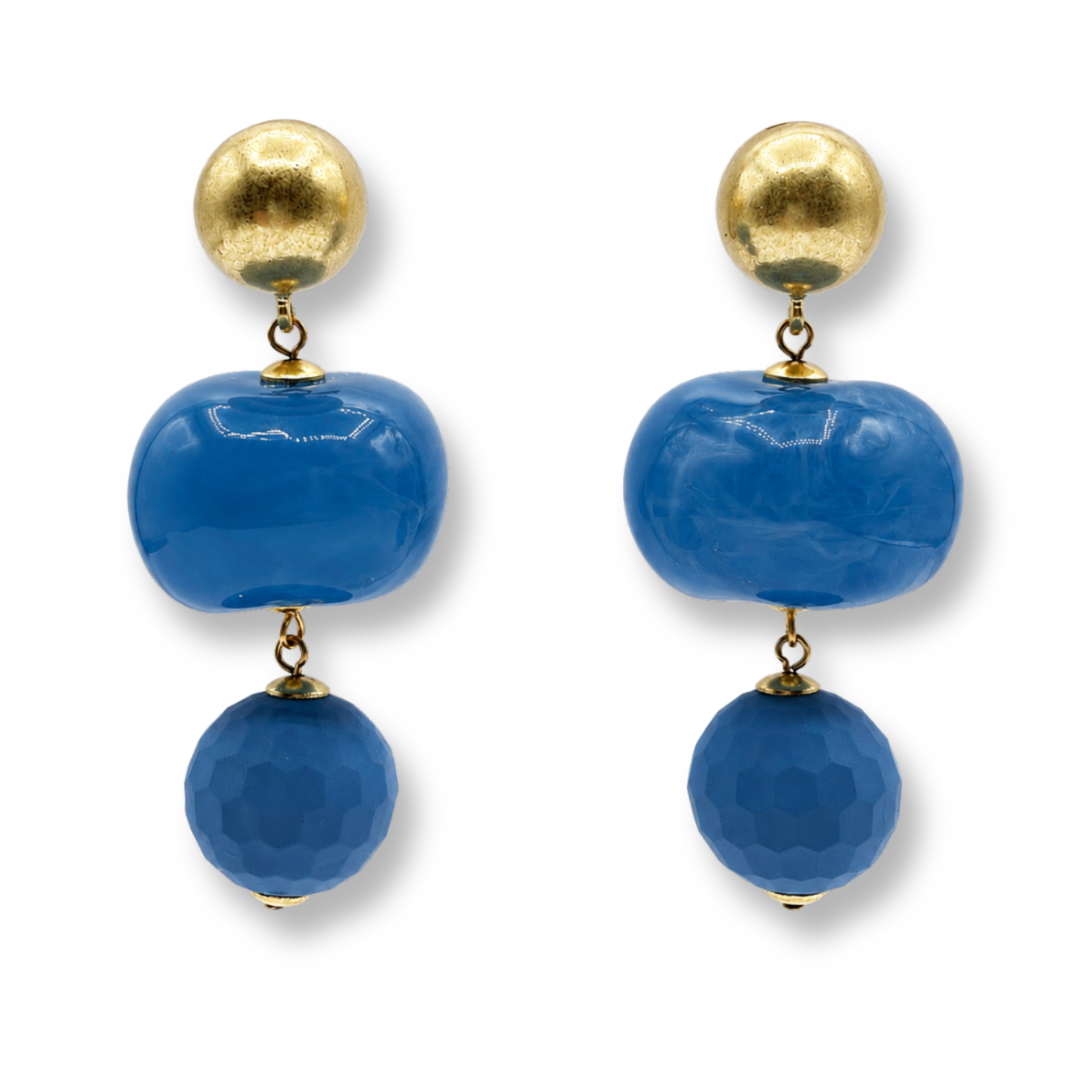 Analise Triple Cornflower Blue Resin Drop Pierced Earrings