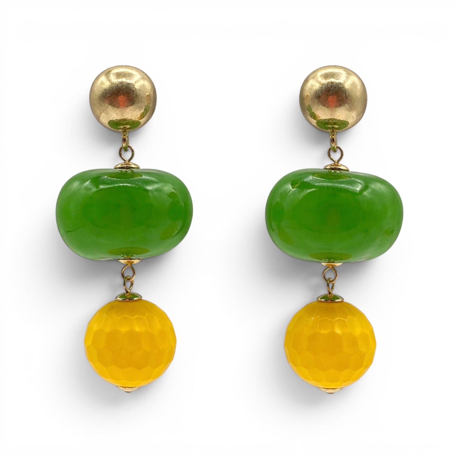 ANTICIPADA Analise Triple Verde y Amarillo Resina Pendientes Perforados