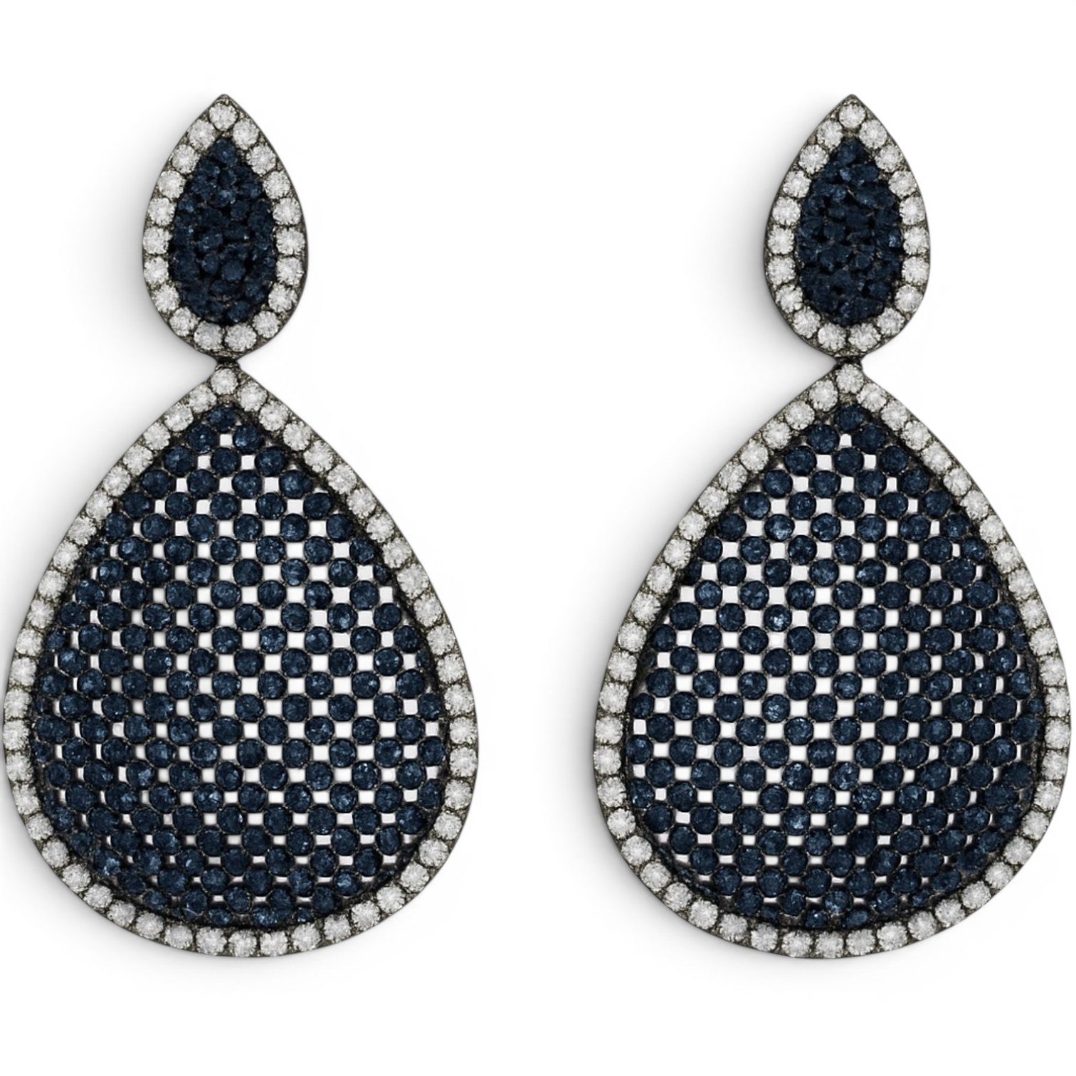 Pendientes Angela de zafiro y circonita cúbica con diamantes