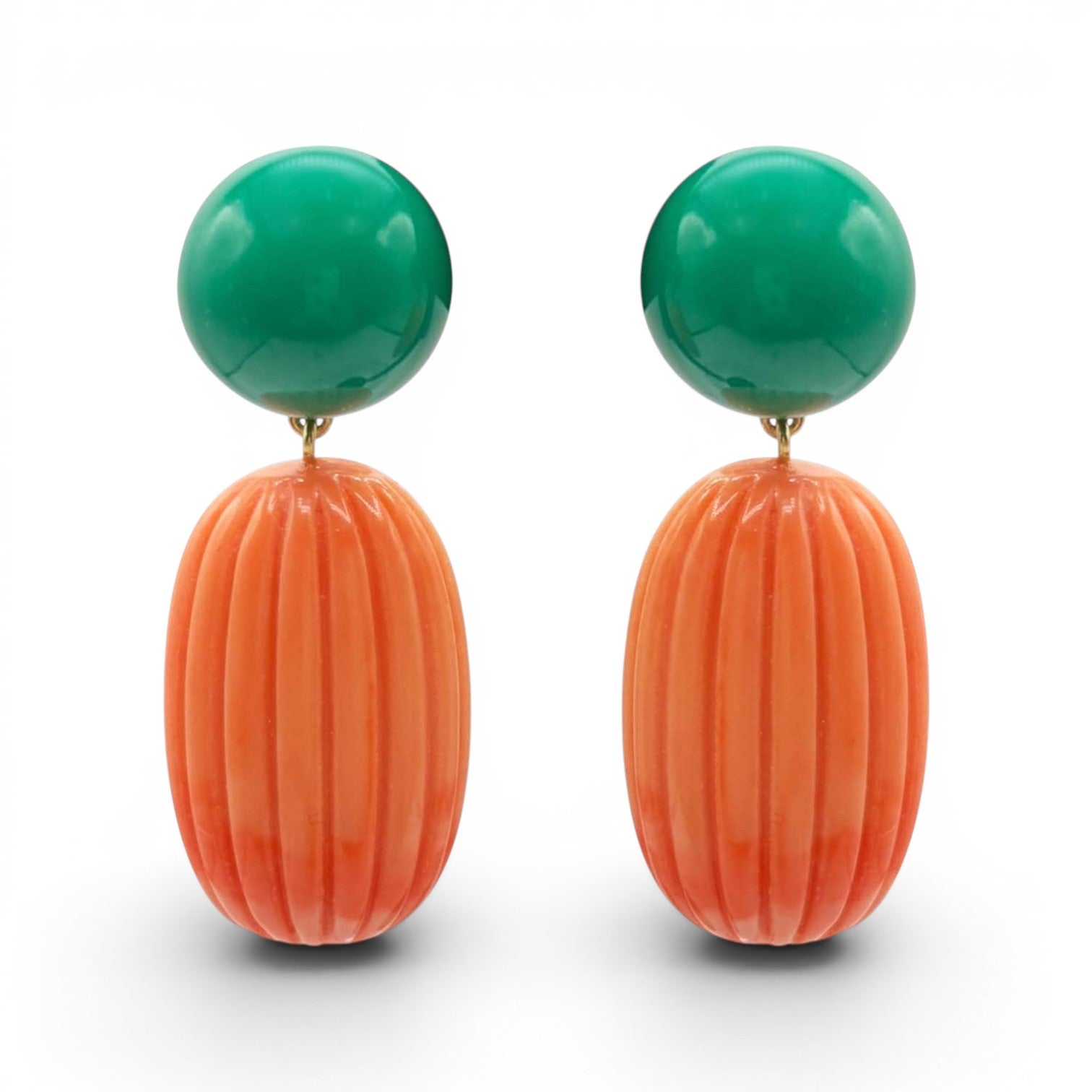 Arabella Jade And Coral Resin Earrings