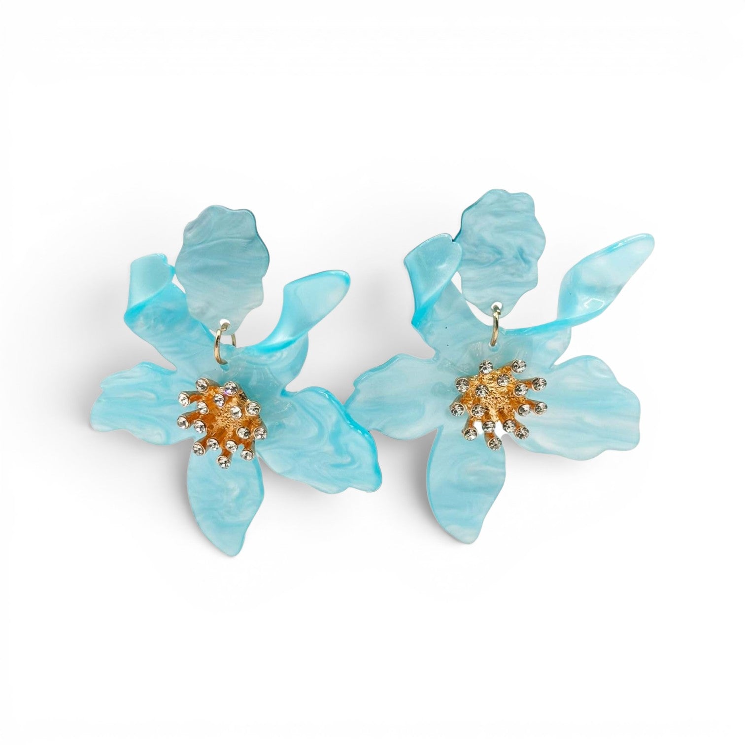 Aurelia Aqua Floral Resin Drop Earrings