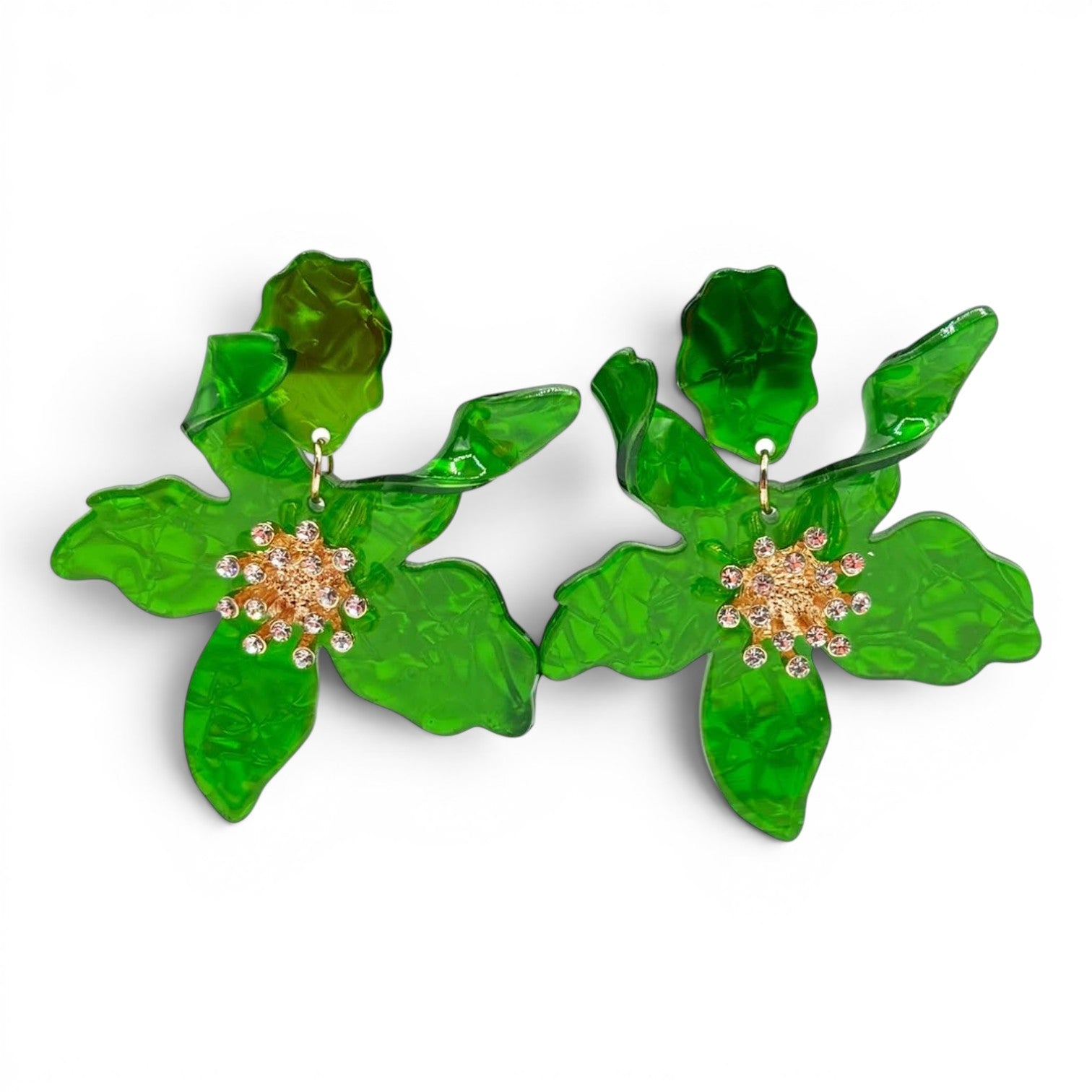 Aurelia Bright Green Floral Resin Drop Earrings