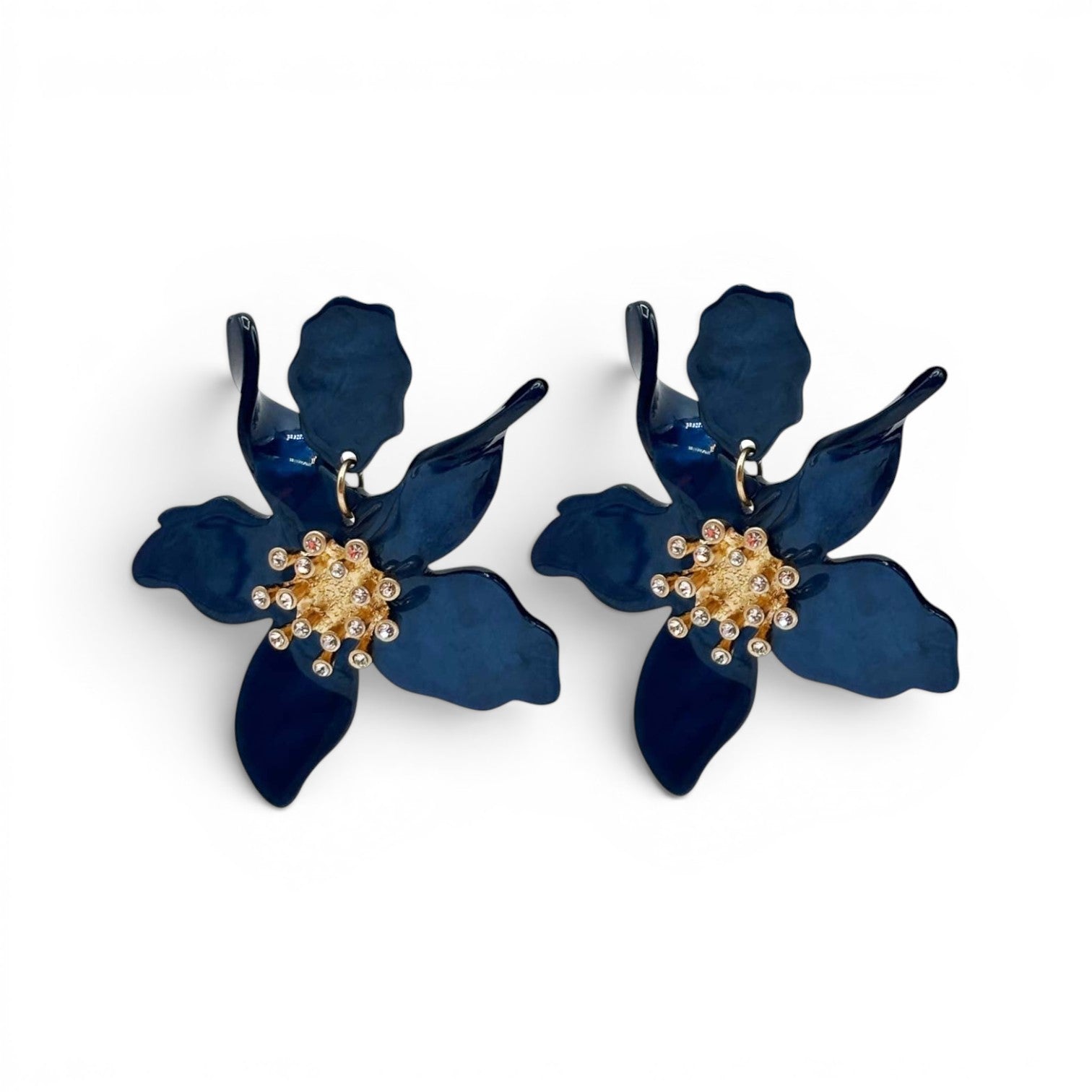 Aurelia Navy Floral Resin Drop Earrings