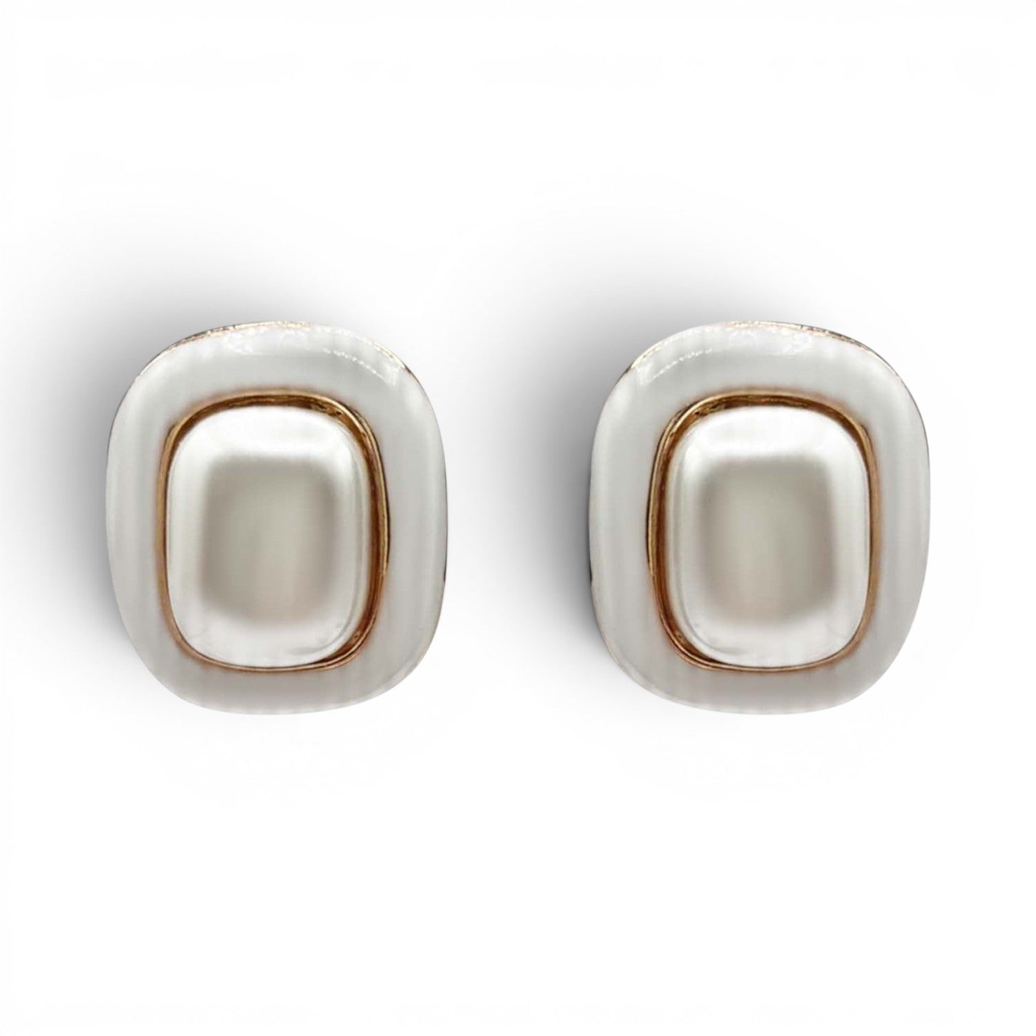 Belle Enamel And Pearl Clip On Earrings